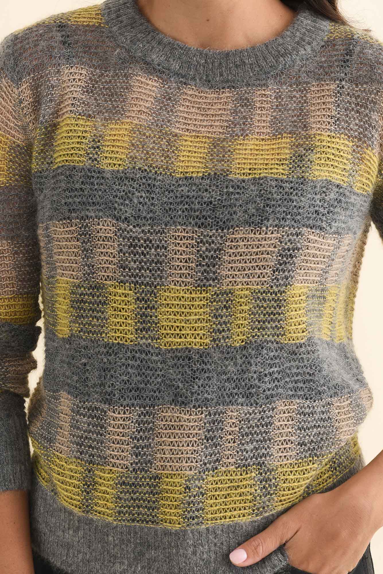 Ciara Camel Stripe Mohair Wool Knit Jumper - Image 5