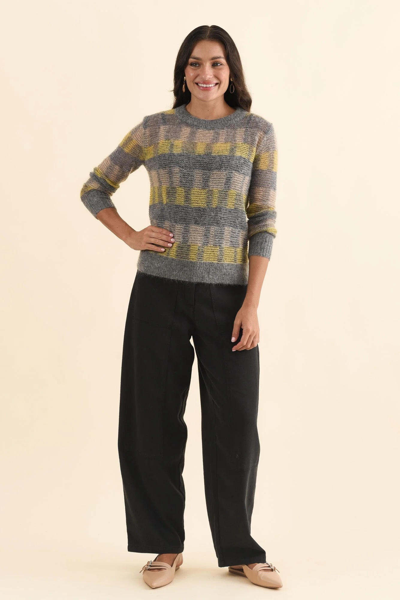 Ciara Camel Stripe Mohair Wool Knit Jumper - Image 6