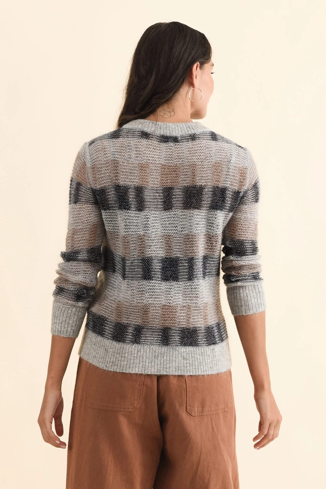 Ciara Grey Stripe Mohair Wool Knit Jumper - Image 4