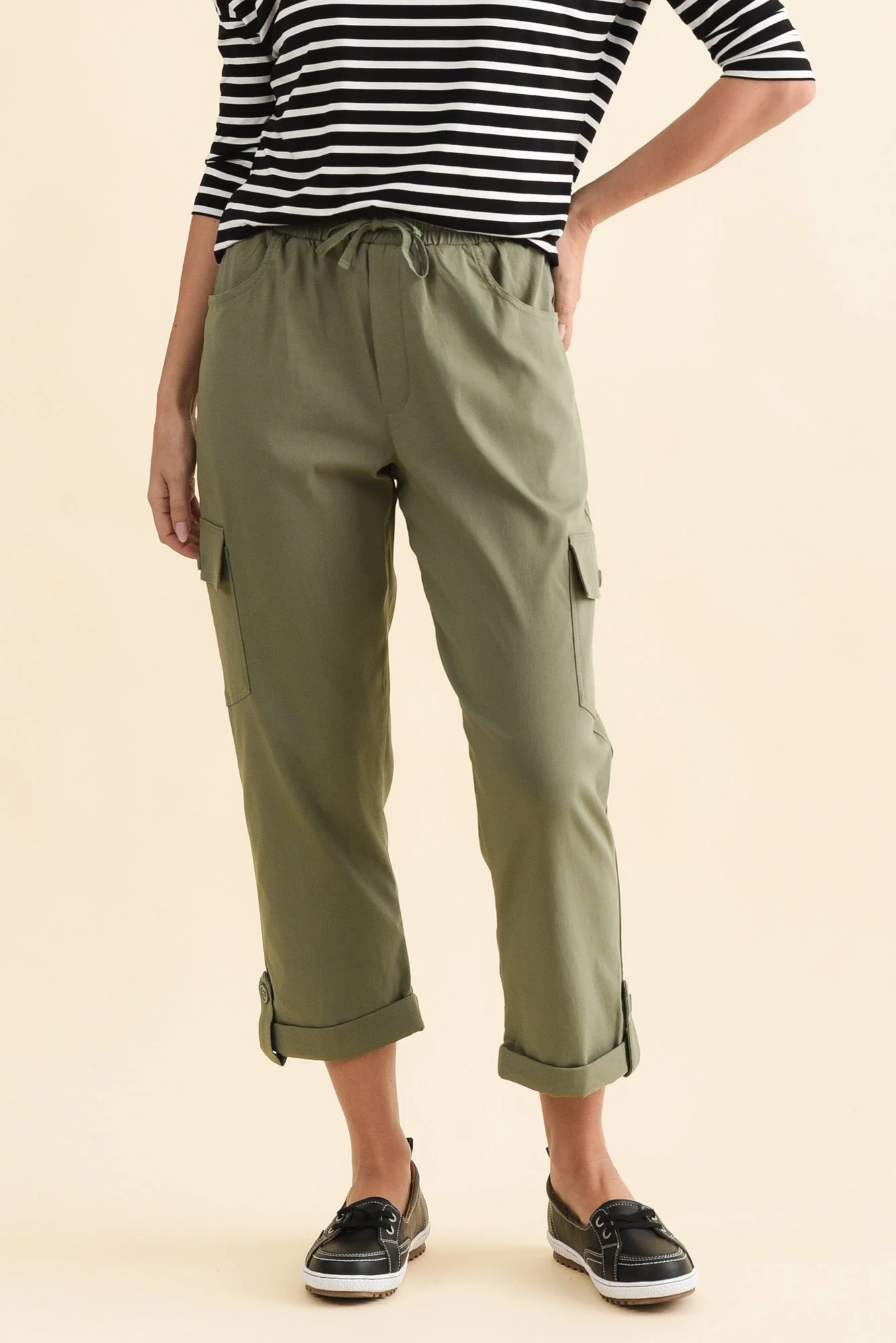 Cindy Sage Denim Cargo Pants