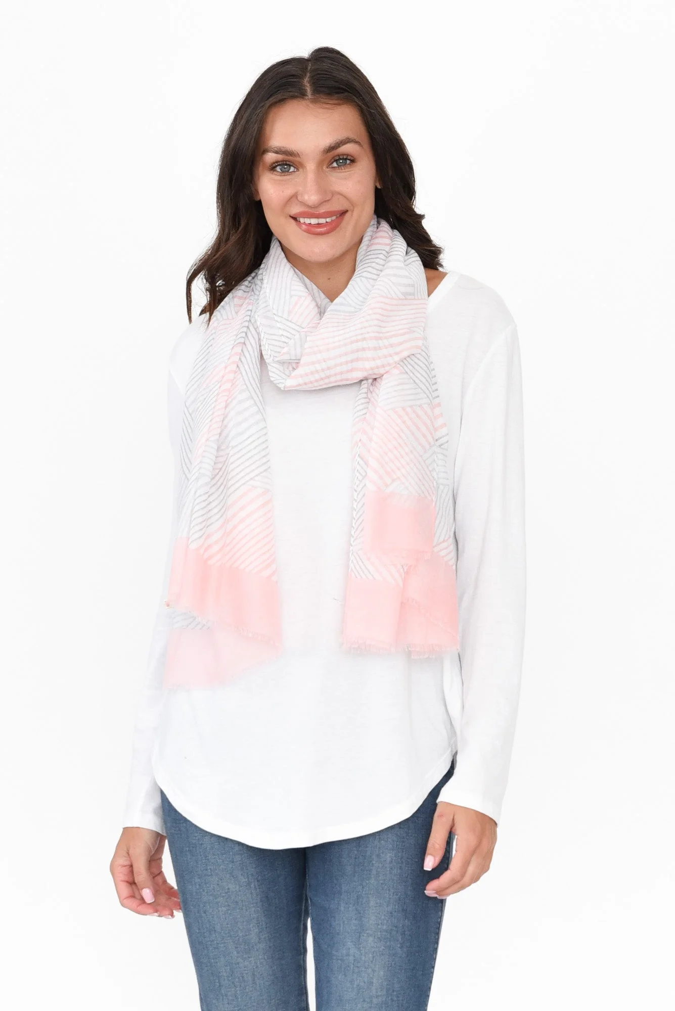 Claret Pink Stripe Scarf - Image 2