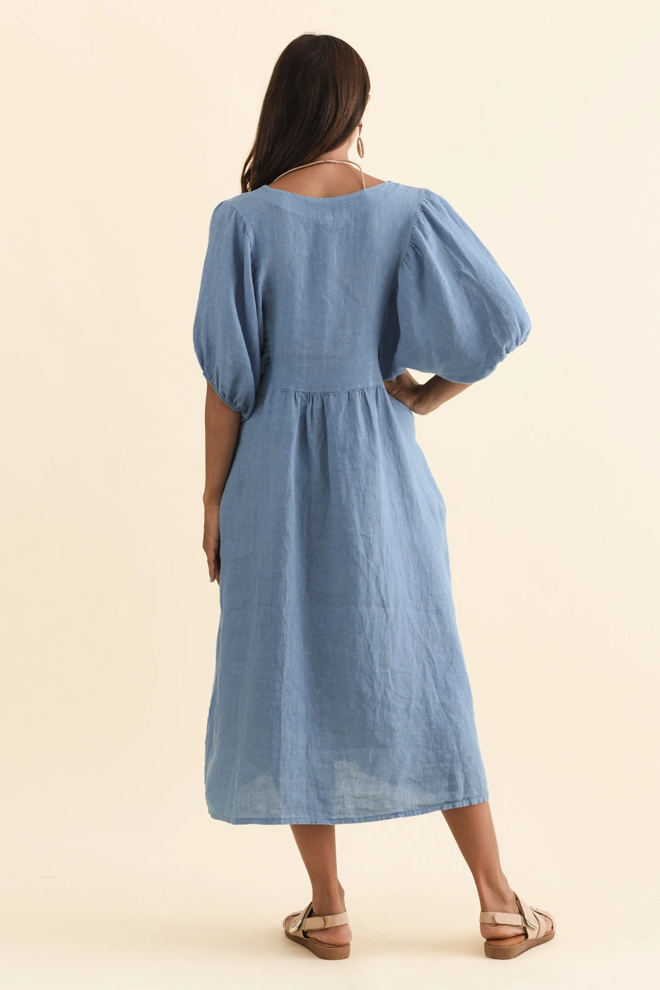 Claudine Steel Linen Pocket Dress - Image 4