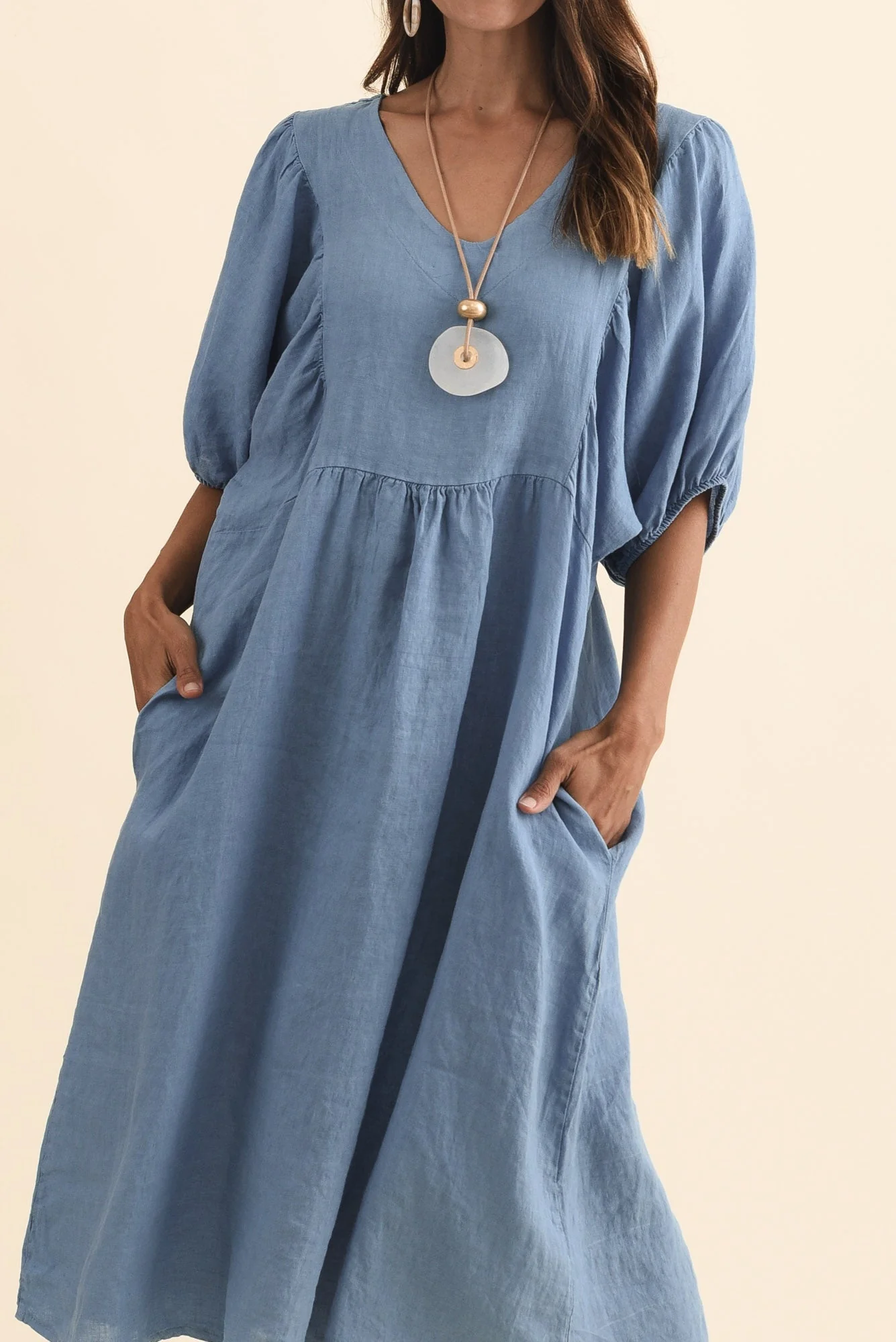 Claudine Steel Linen Pocket Dress - Image 5
