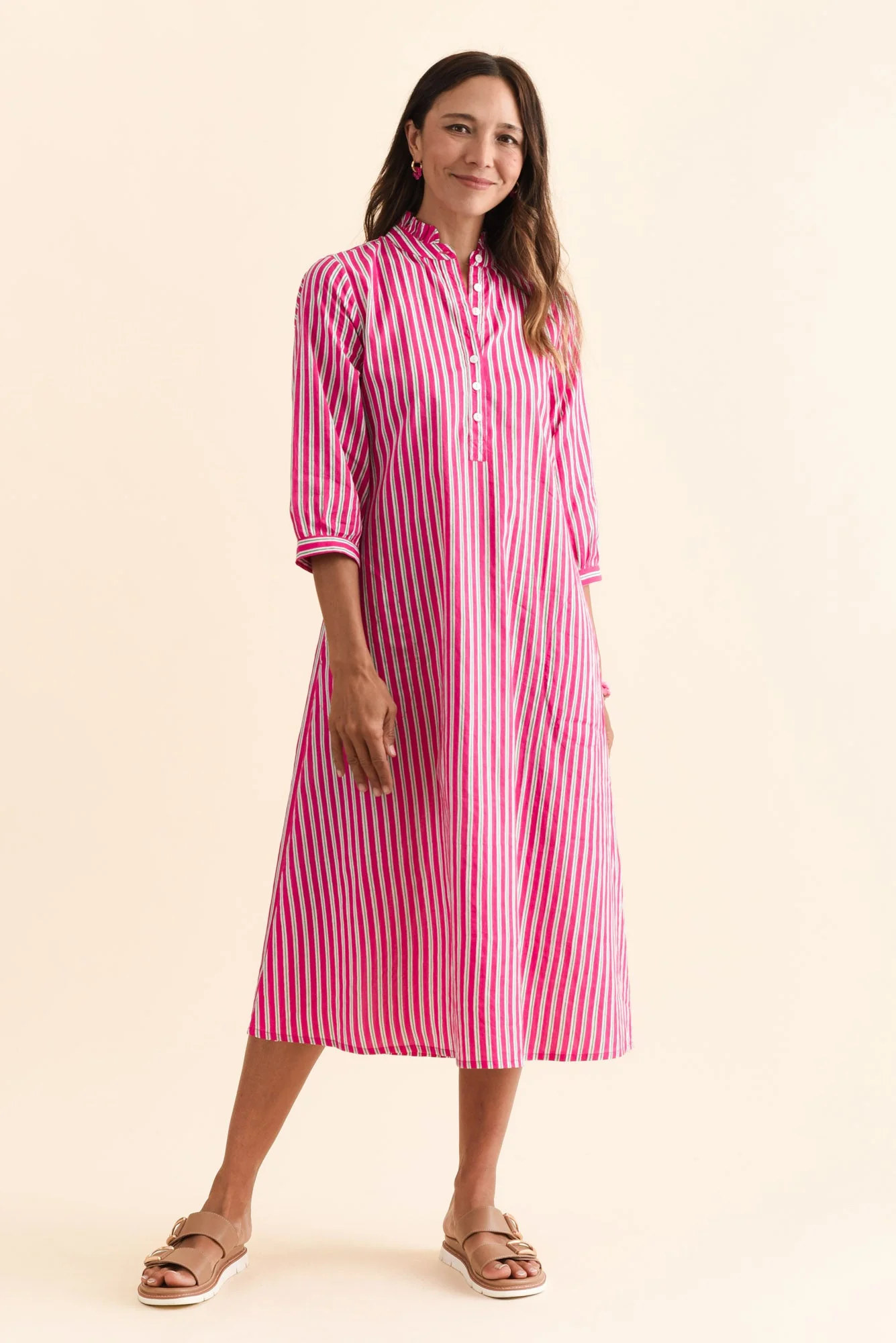 Clive Pink Stripe Cotton Dress