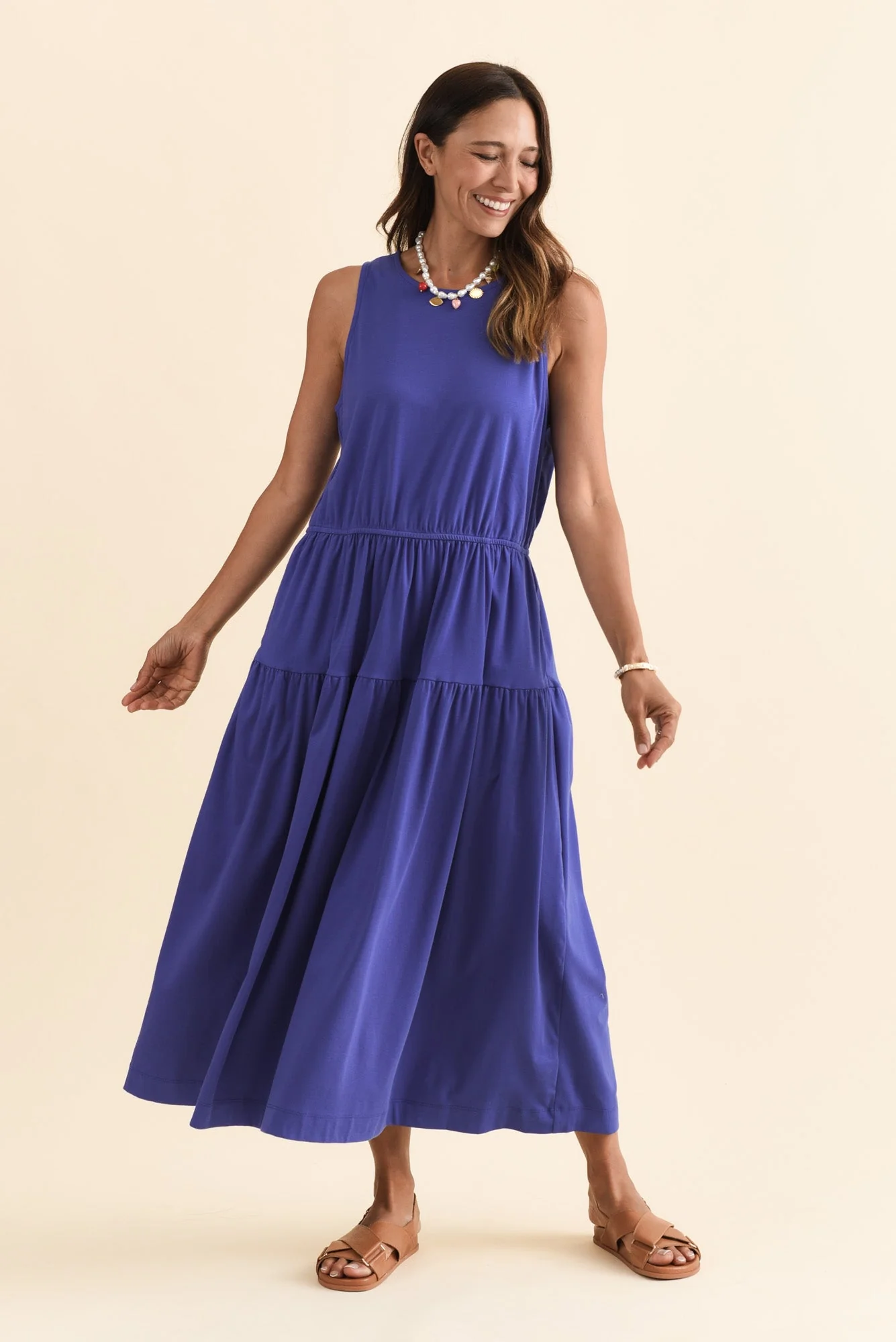 Coco Blue Cotton Tier Dress - Image 2