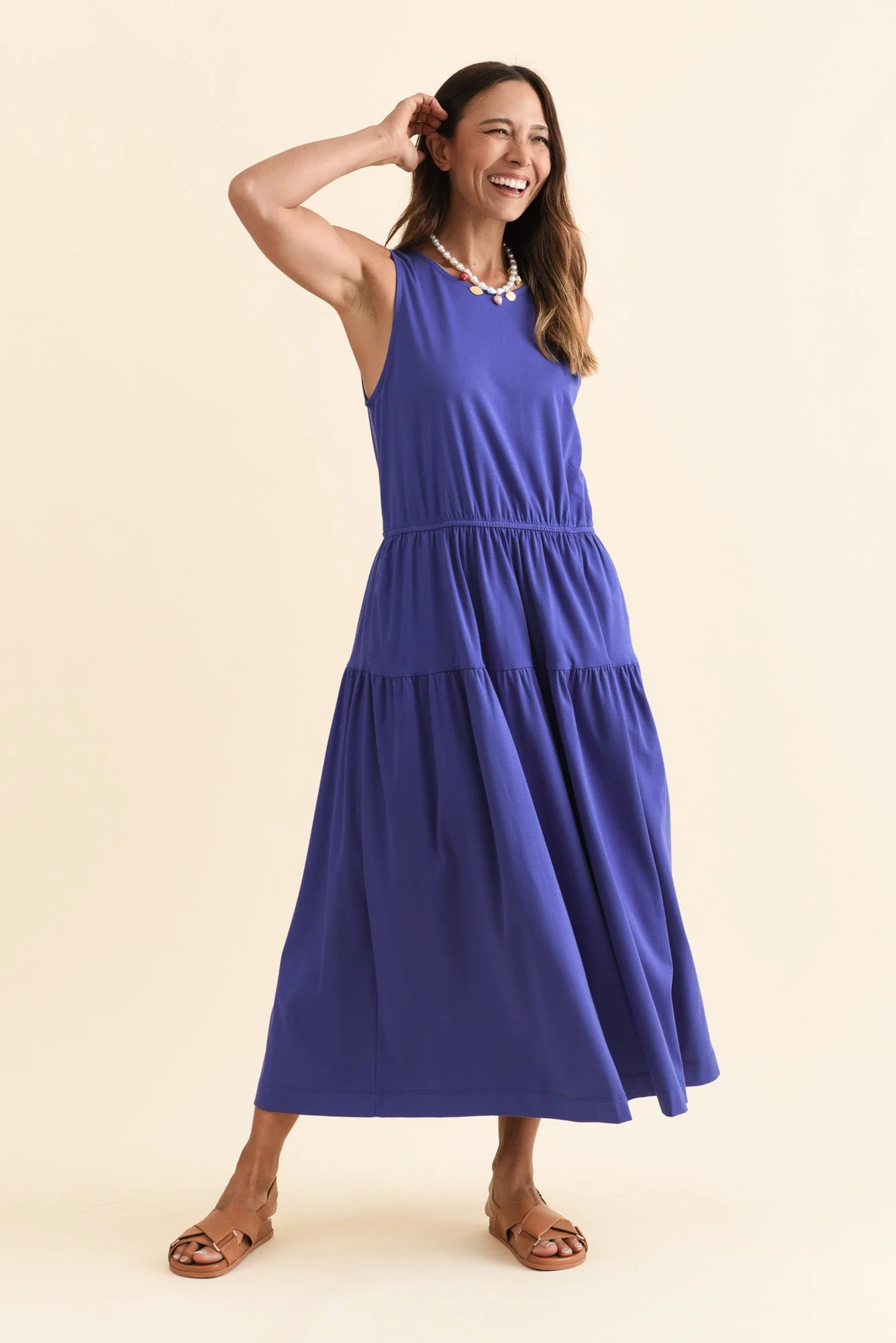 Coco Blue Cotton Tier Dress - Image 6