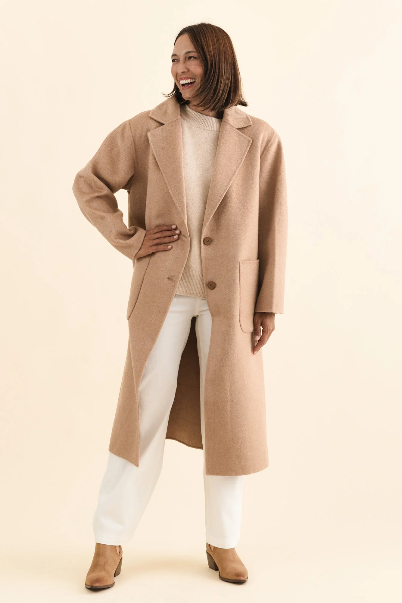 Cohan Camel Wool Blend Button Coat - Image 7