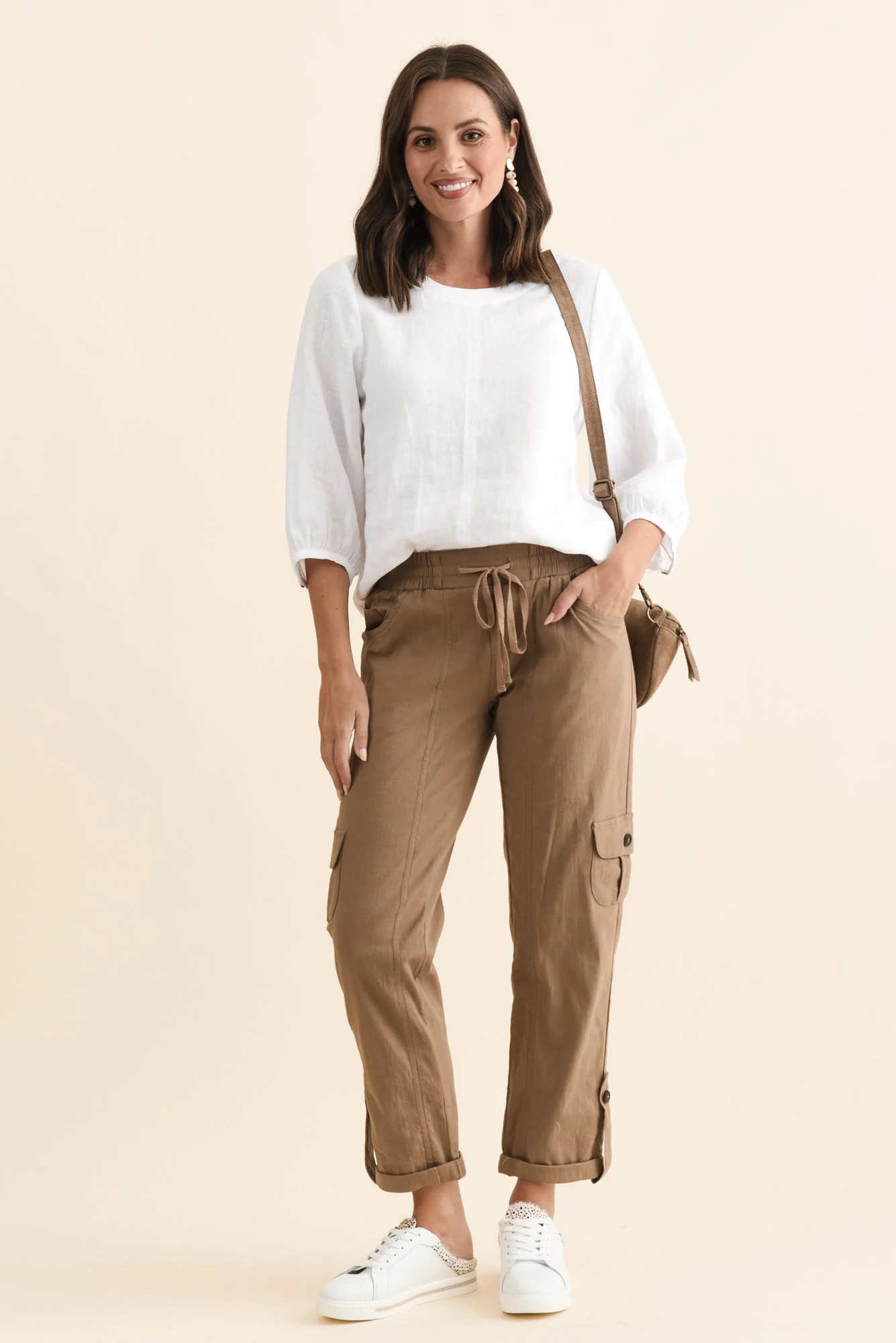 Colette Taupe Cargo Pants - Image 2
