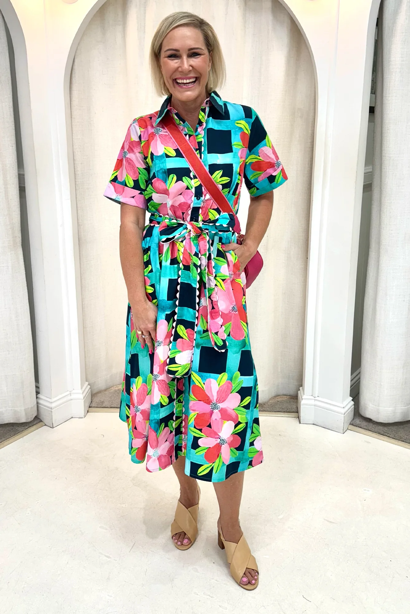 Como Pink Bloom Cotton Dress - Image 7