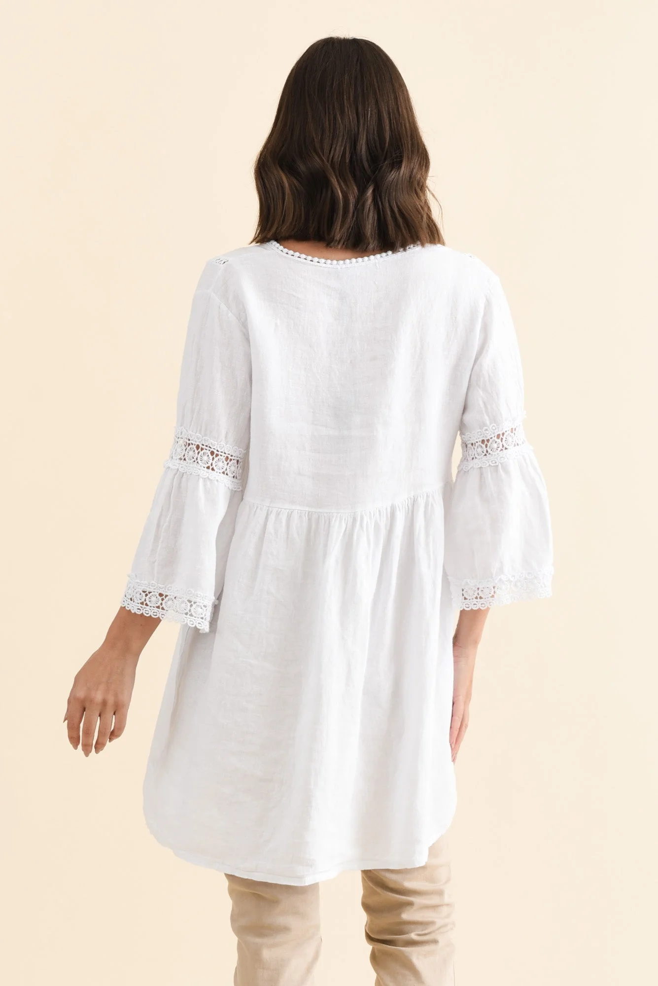 Conrad White Linen Lace Top - Image 4