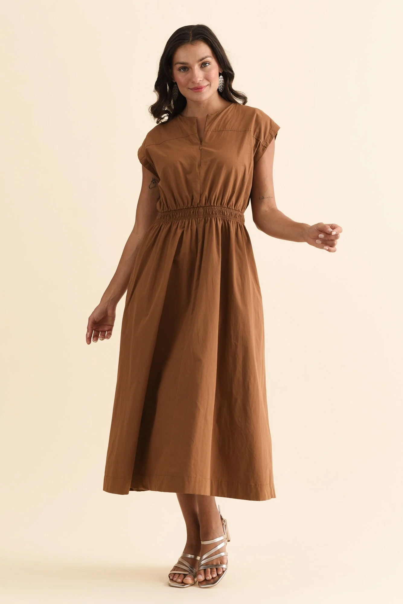 Cooper Mocha Cotton Pocket Dress