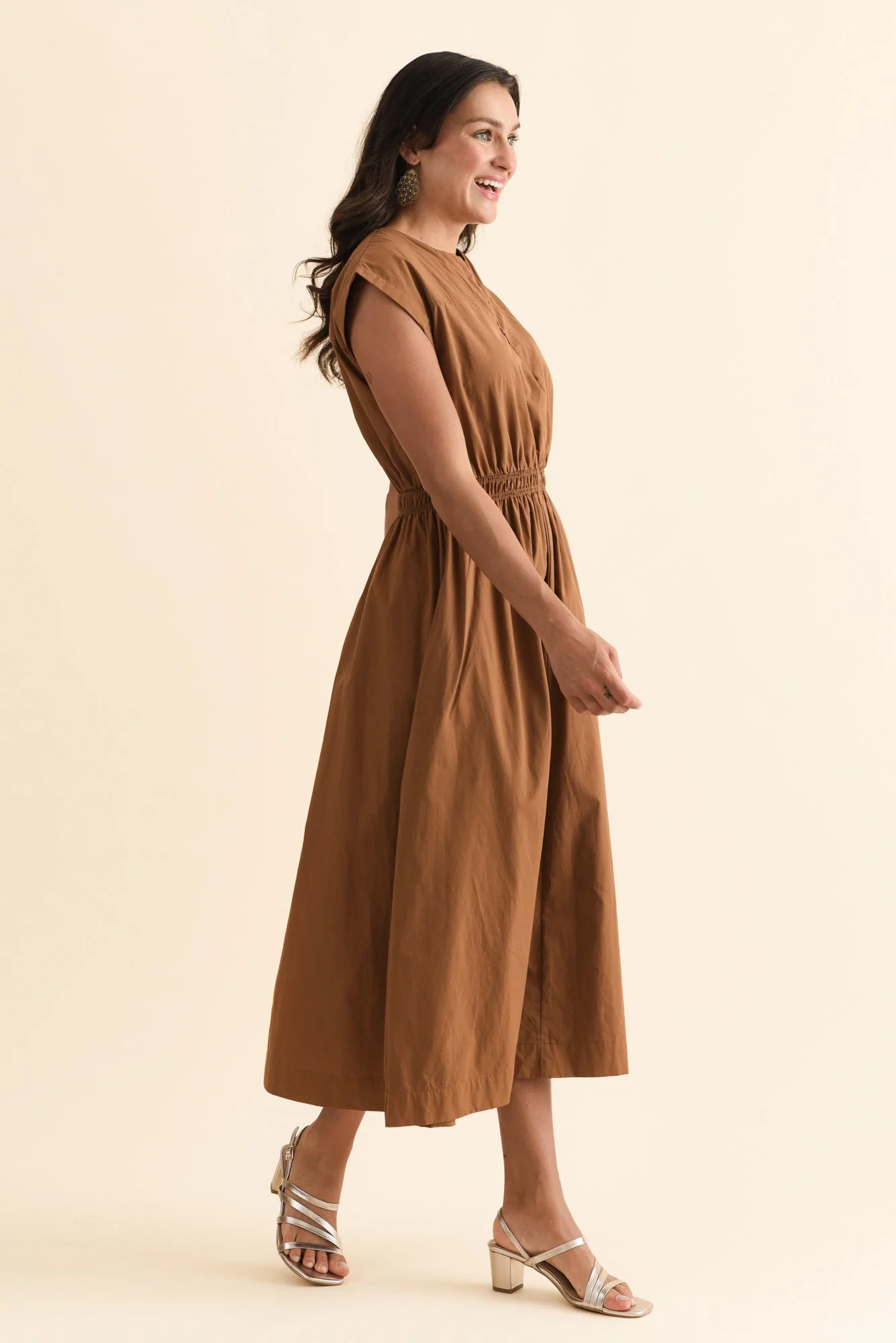 Cooper Mocha Cotton Pocket Dress - Image 3