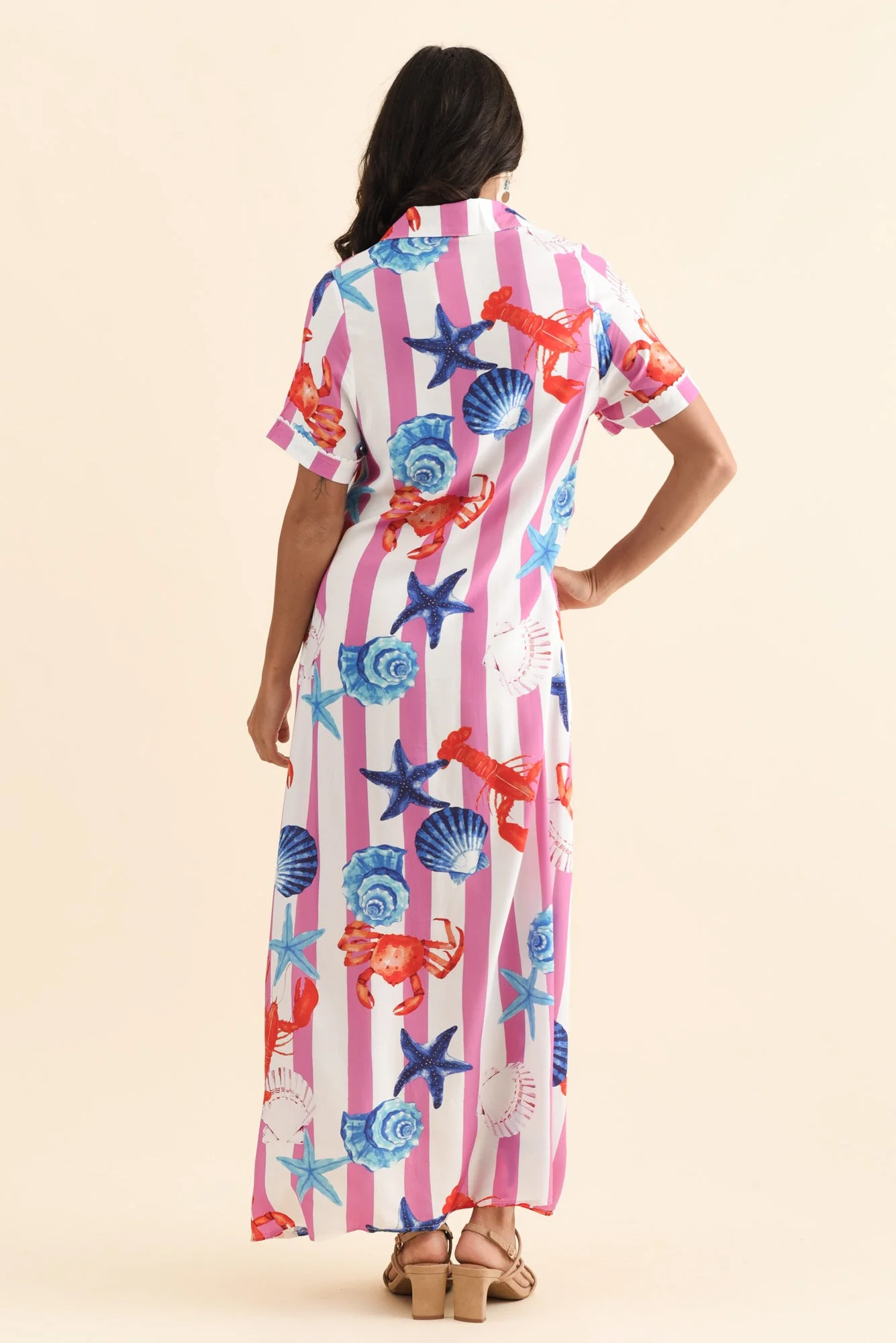 Corine Pink Beach Tie Dress - Image 4