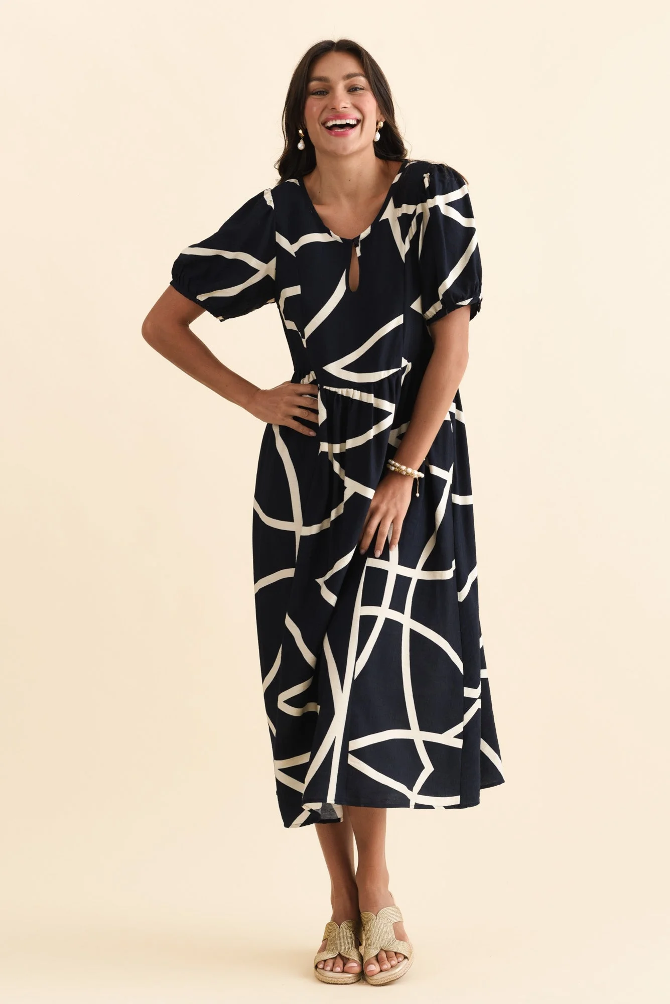 Cosgrove Navy Abstract Pocket Dress - Image 6