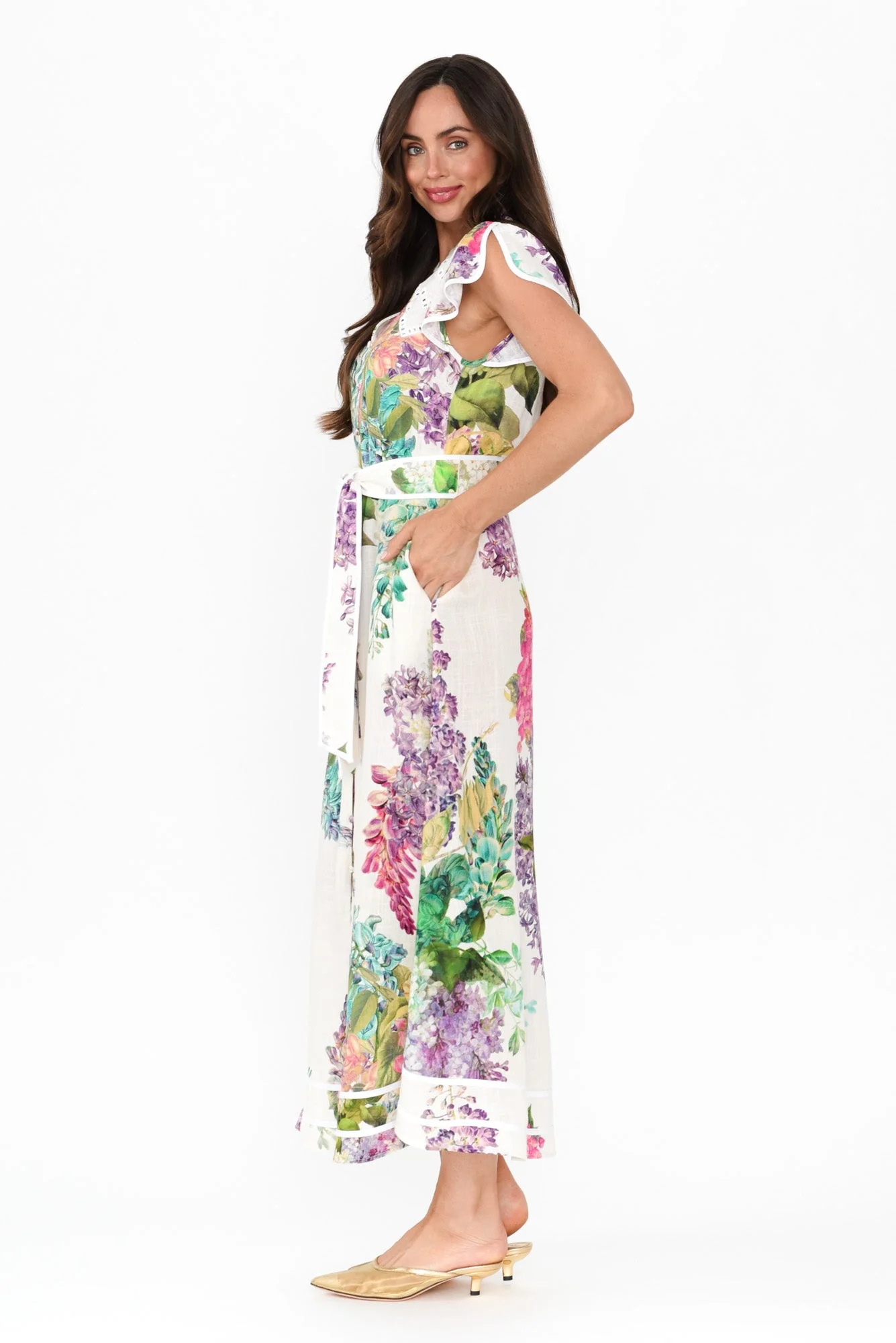 Cristina Wisteria Alba Linen Blend Dress - Image 4