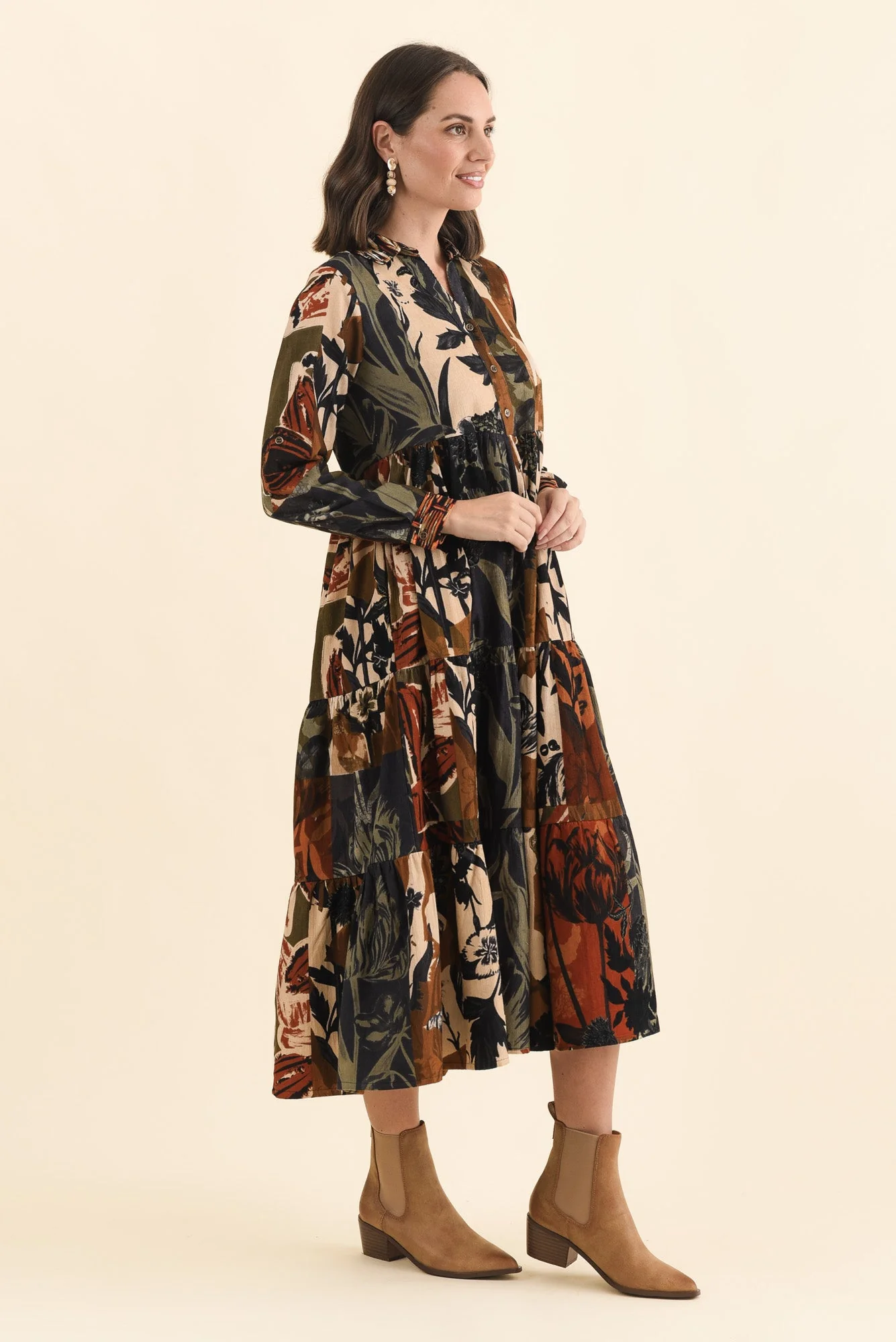 Crowne Orange Floral Cotton Pocket Dress - Image 4