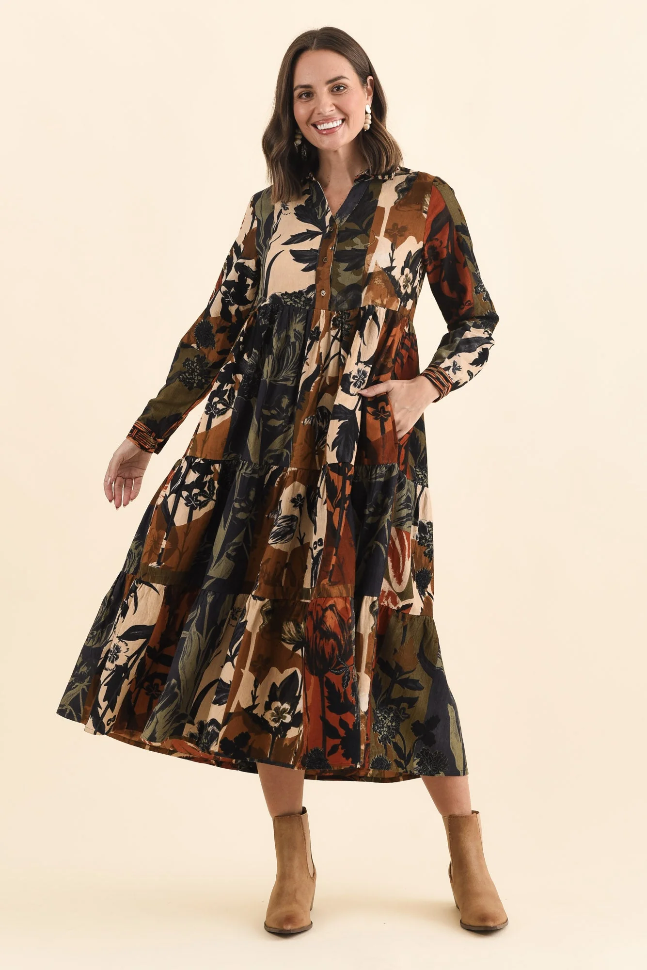 Crowne Orange Floral Cotton Pocket Dress - Image 7