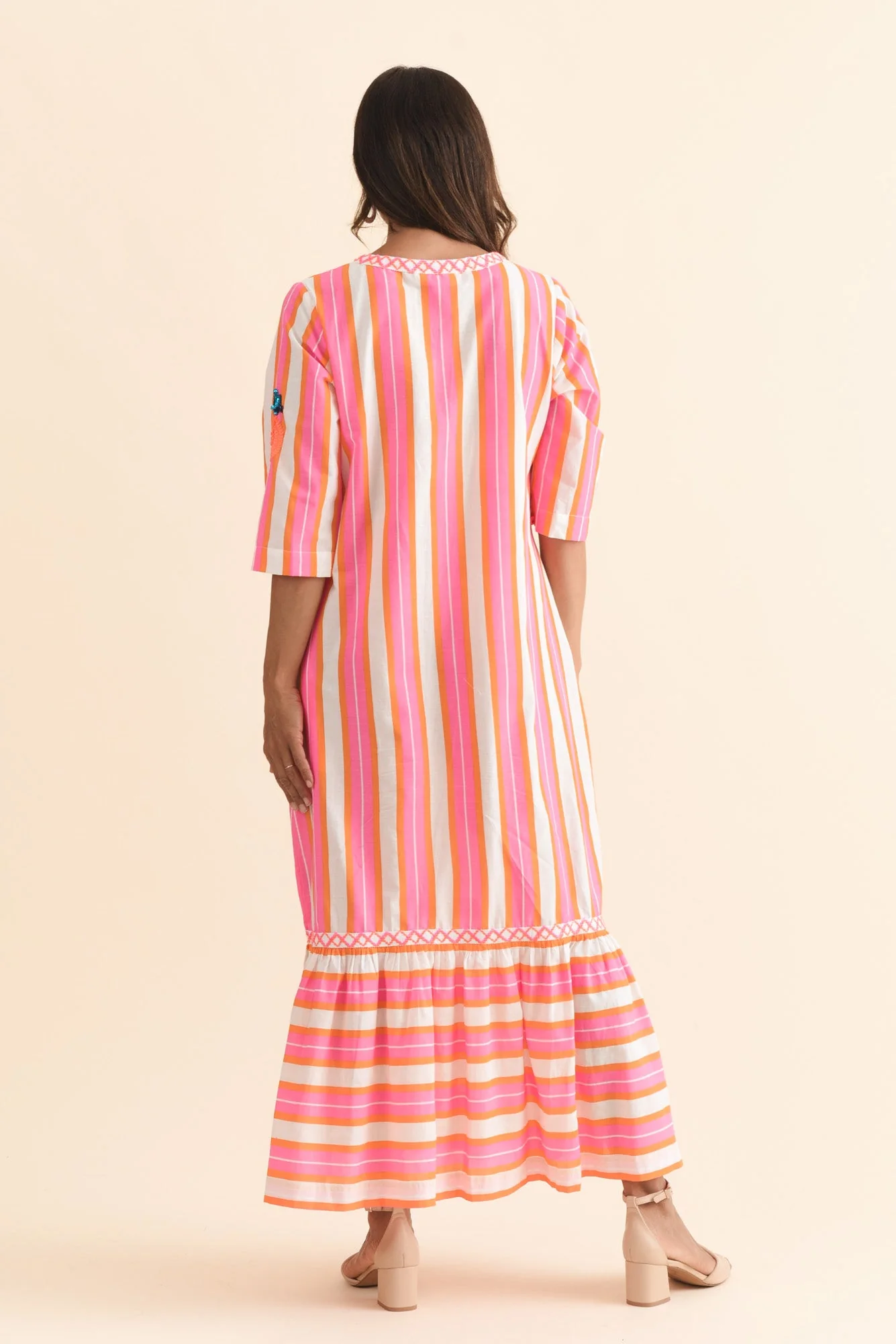 Dakota Pink Pineapple Sequin Cotton Dress - Image 4