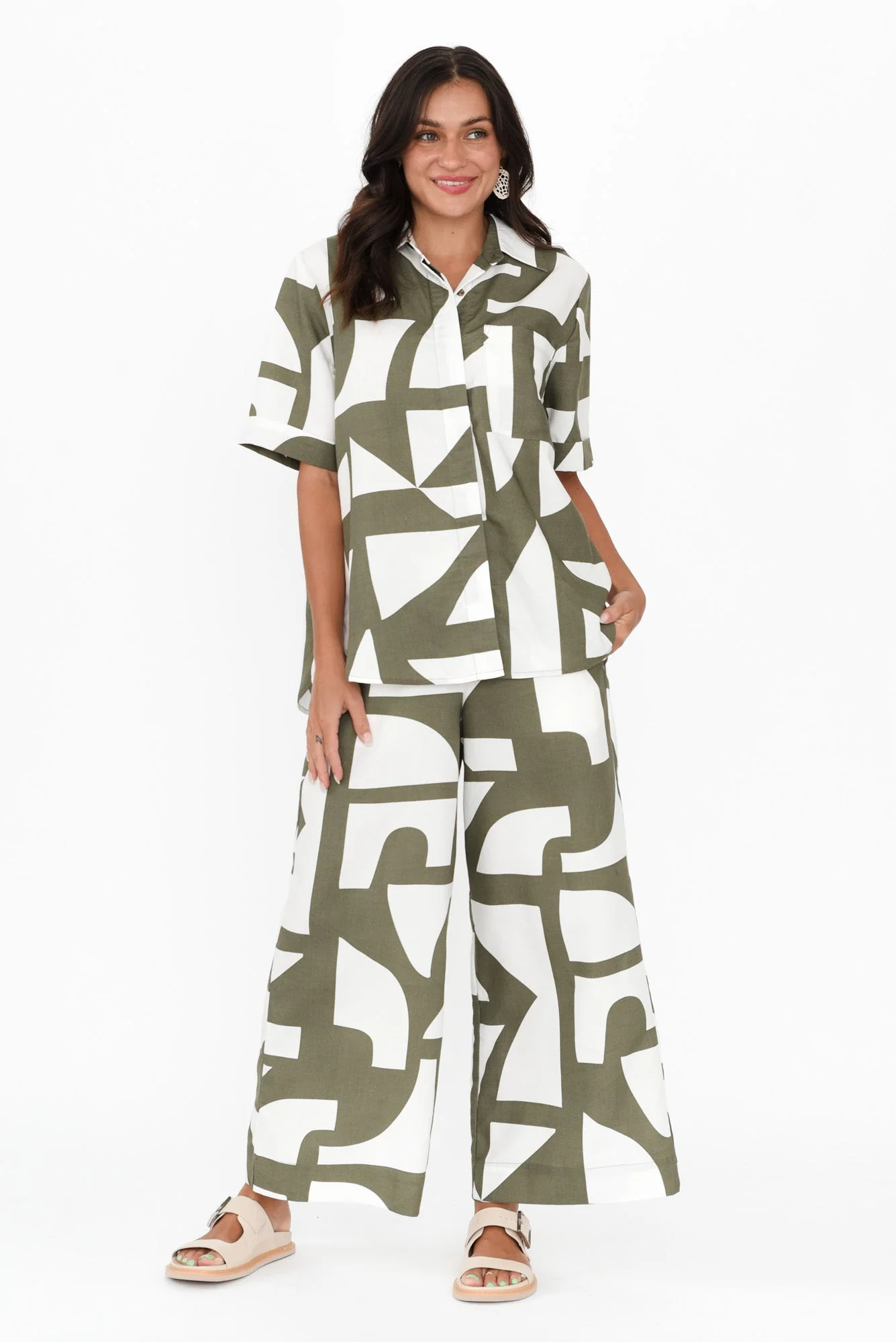 Dali Green Geo Lyocell Blend Pants - Image 3