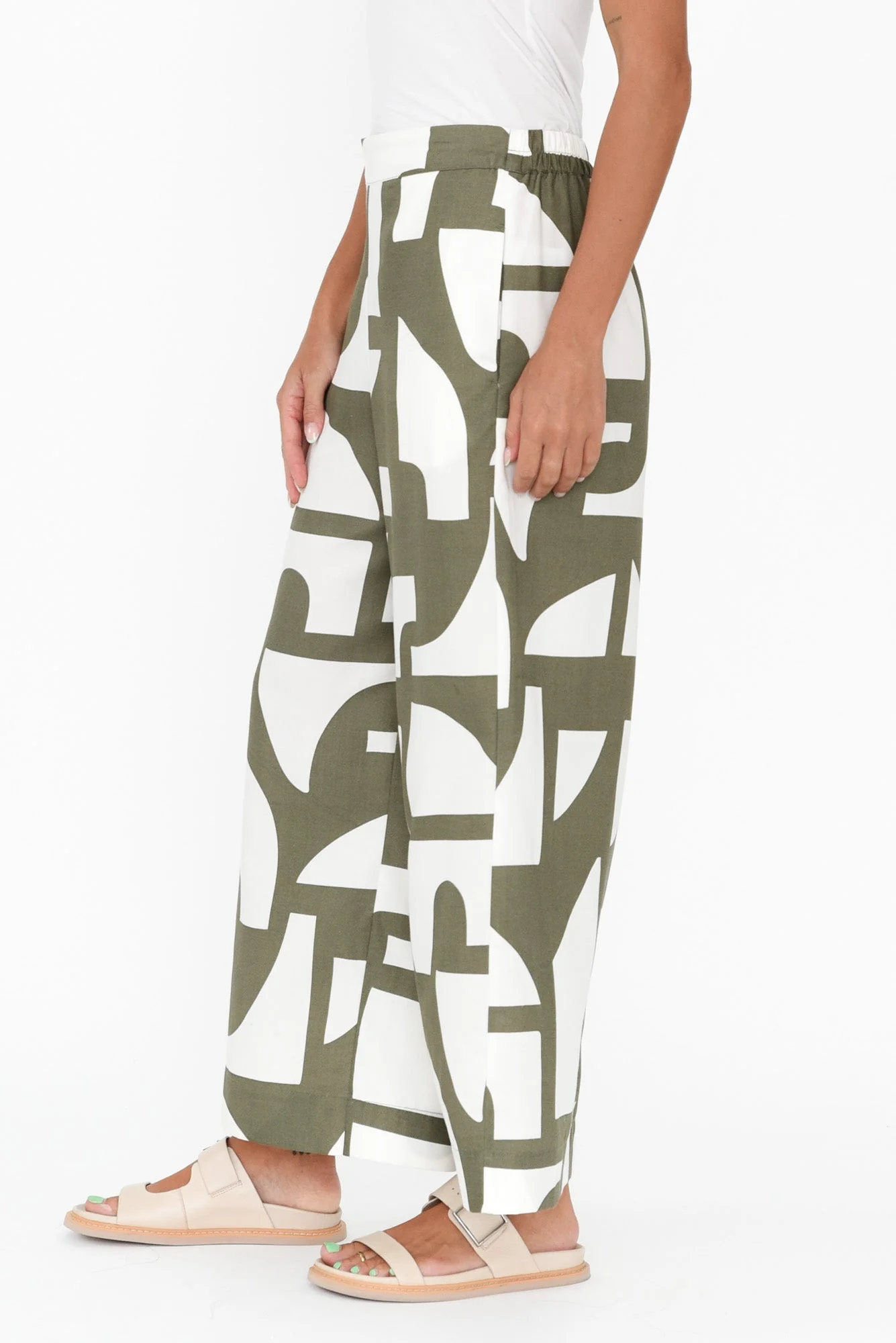 Dali Green Geo Lyocell Blend Pants - Image 4