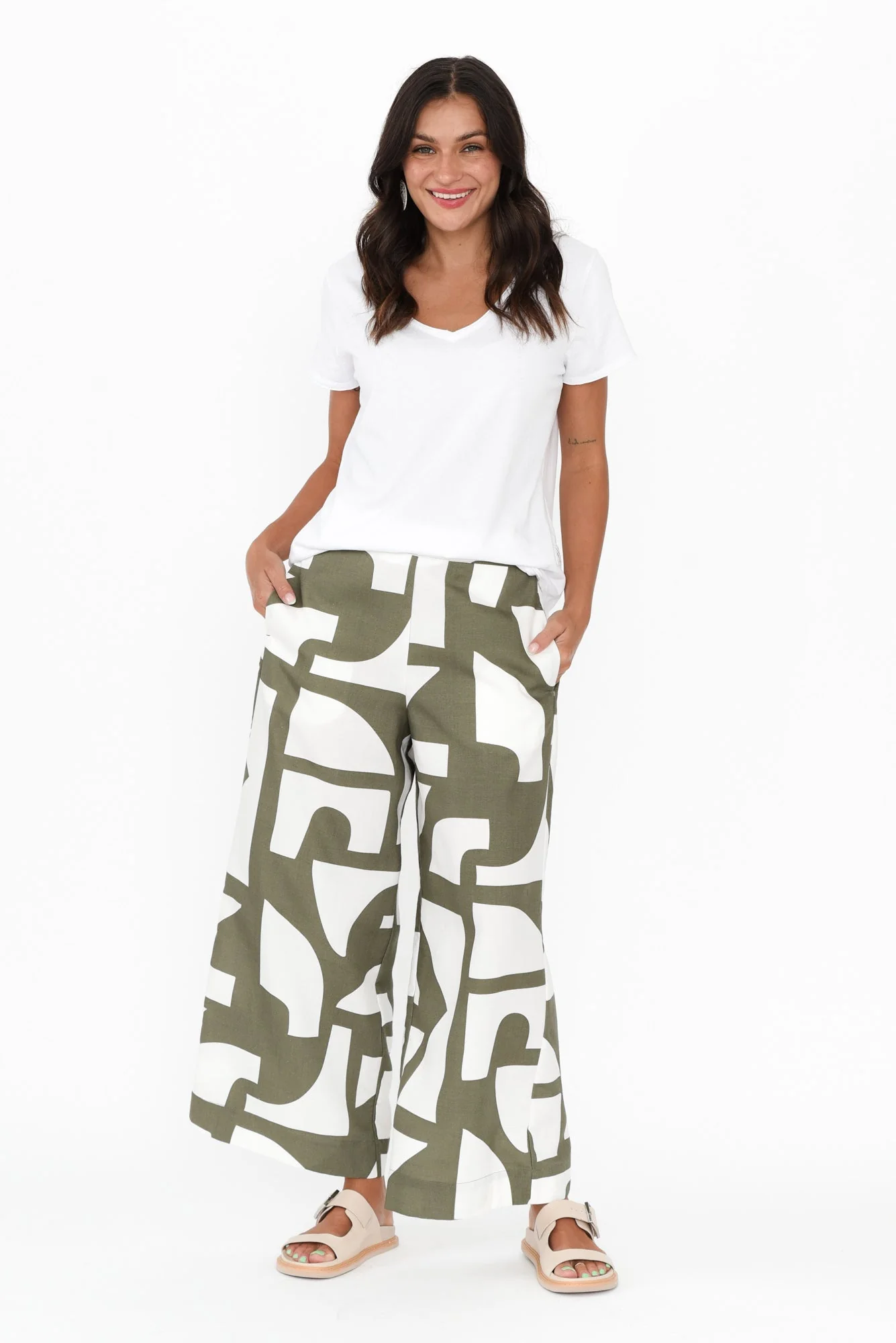 Dali Green Geo Lyocell Blend Pants - Image 7