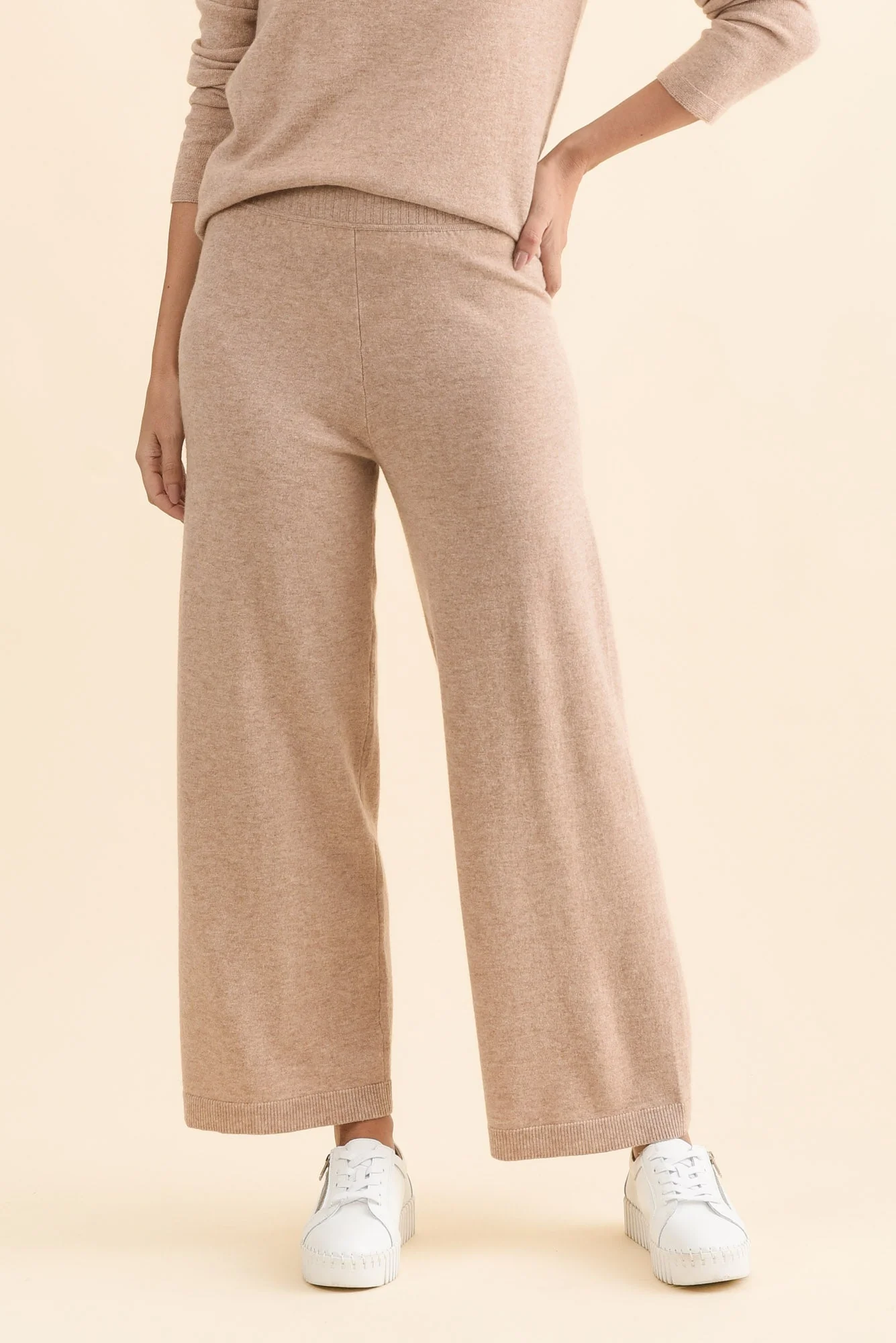 Dalia Beige Wool Cashmere Pants