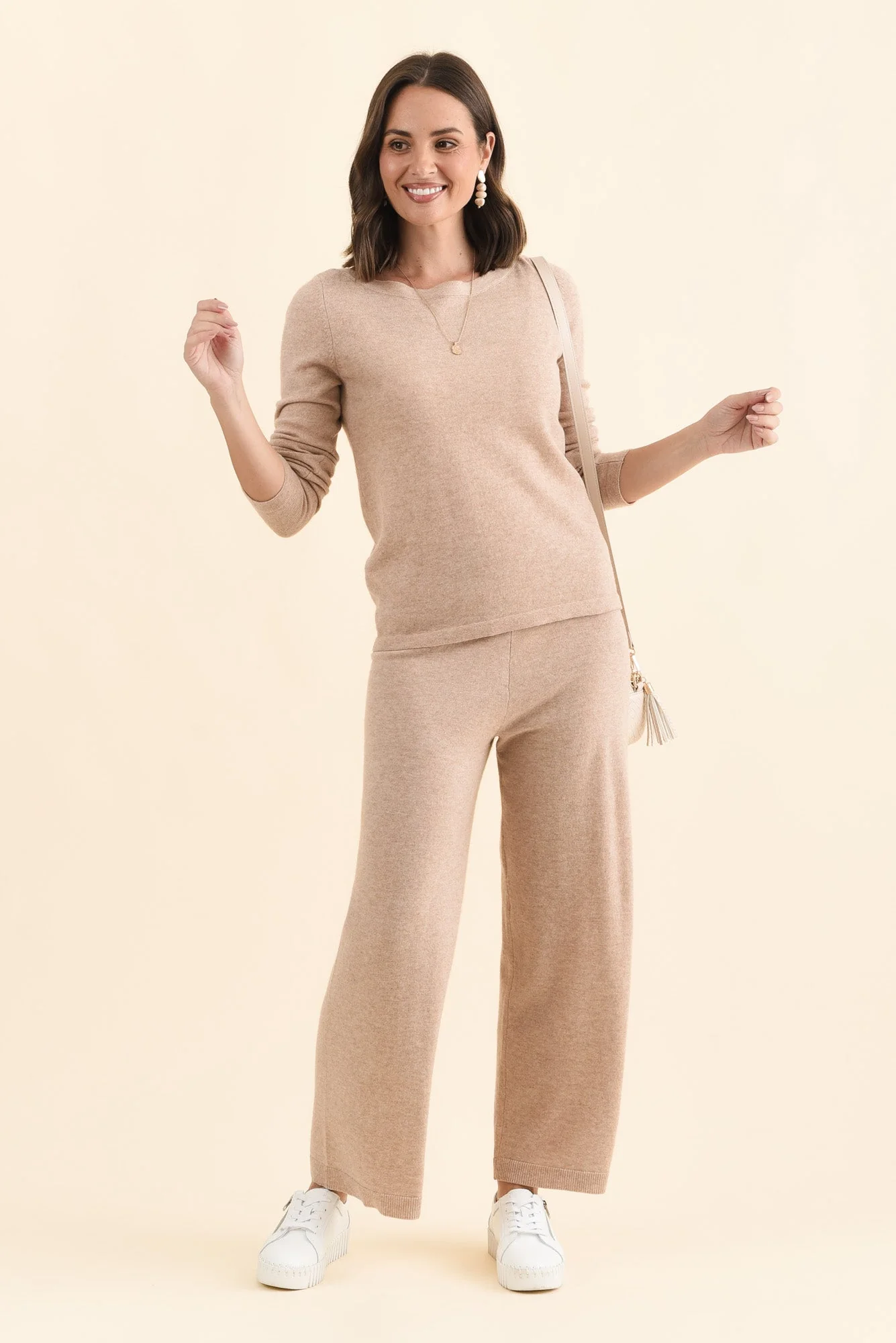 Dalia Beige Wool Cashmere Pants - Image 2