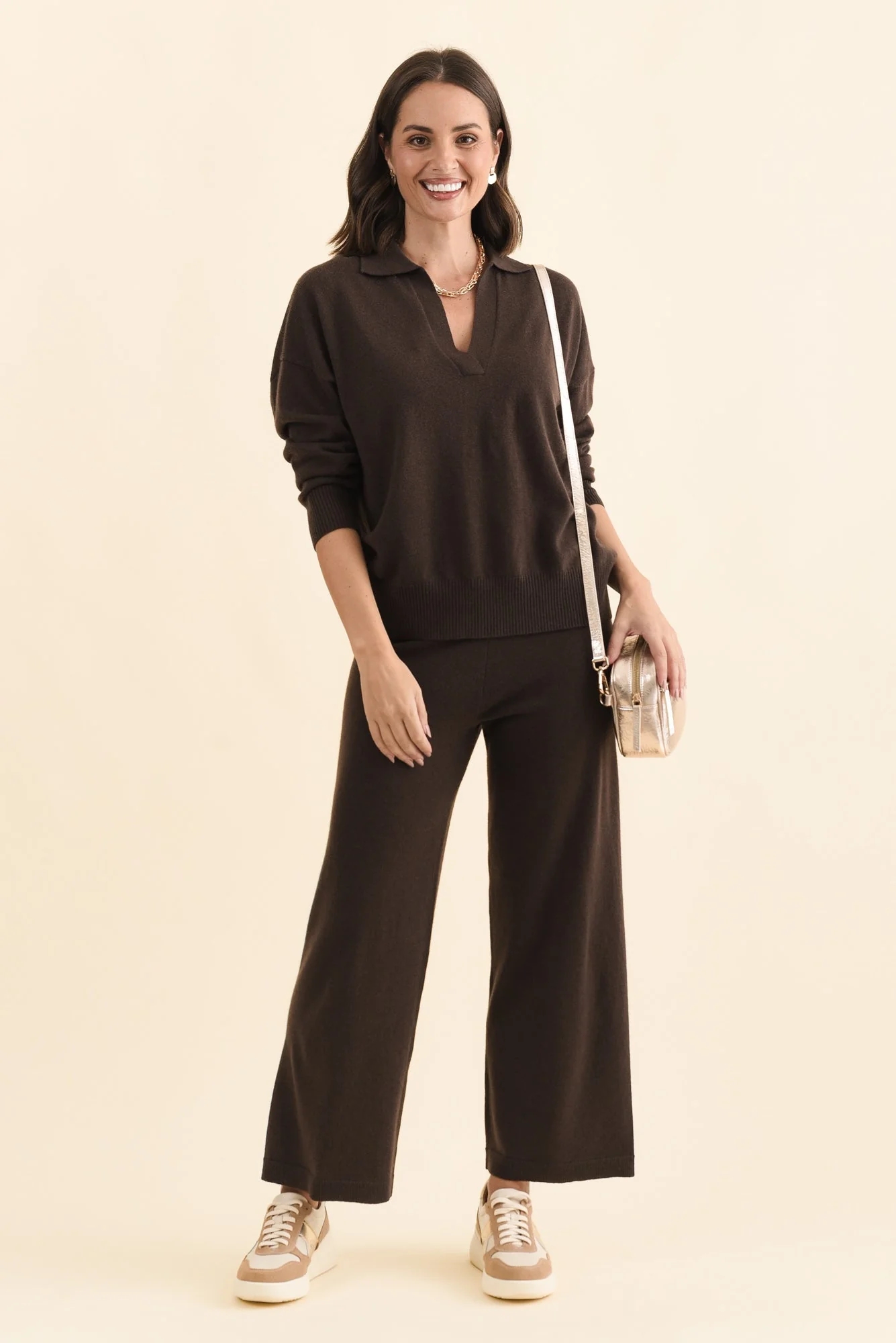 Dalia Chocolate Wool Cashmere Pants - Image 2