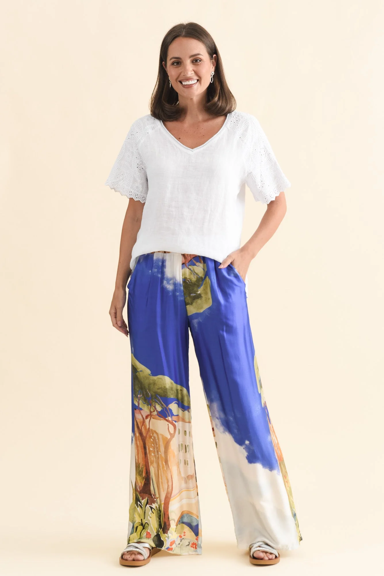 Dame White Linen Embroidered Top - Image 6