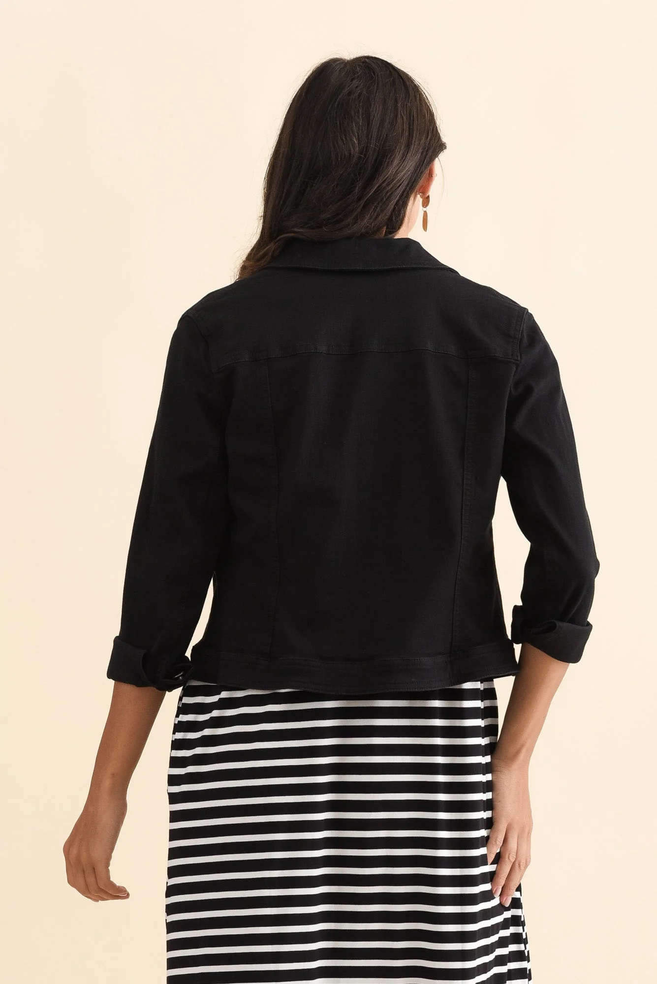 Danielle Black Stretch Jean Jacket - Image 5