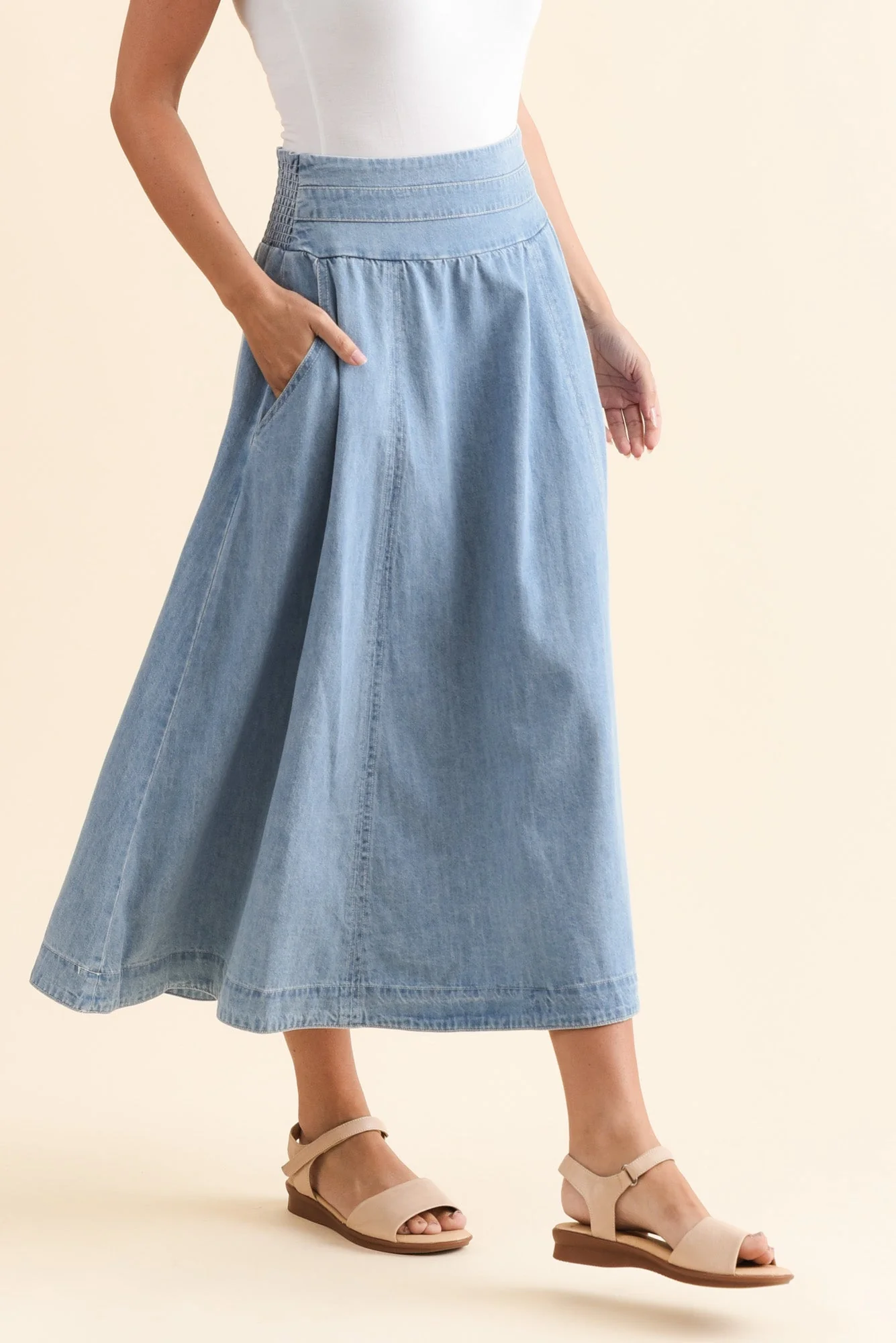 Darcy Light Wash Denim Skirt - Image 4