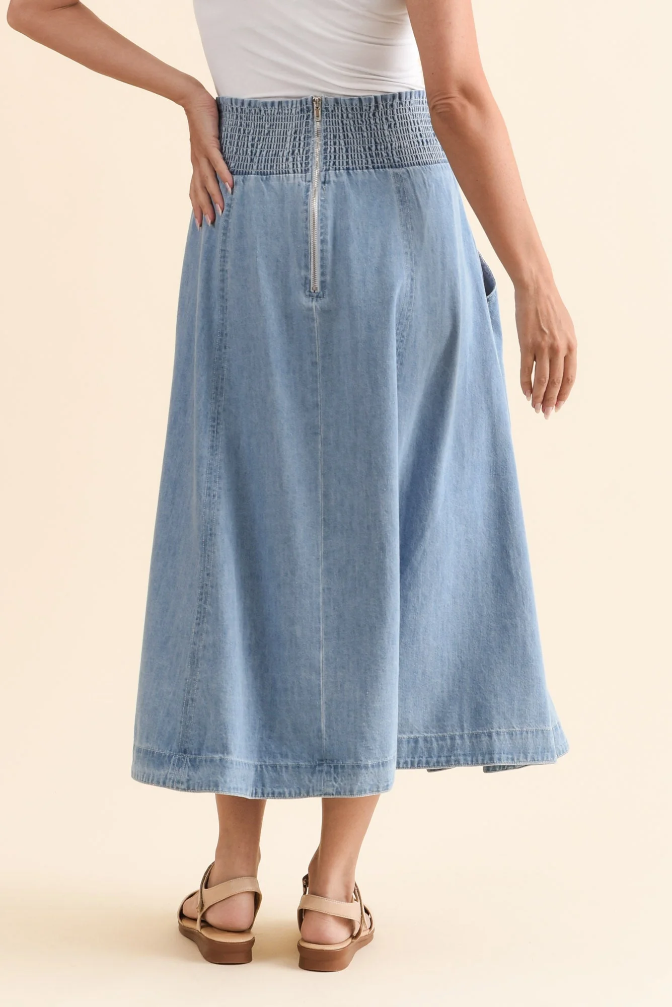 Darcy Light Wash Denim Skirt - Image 5