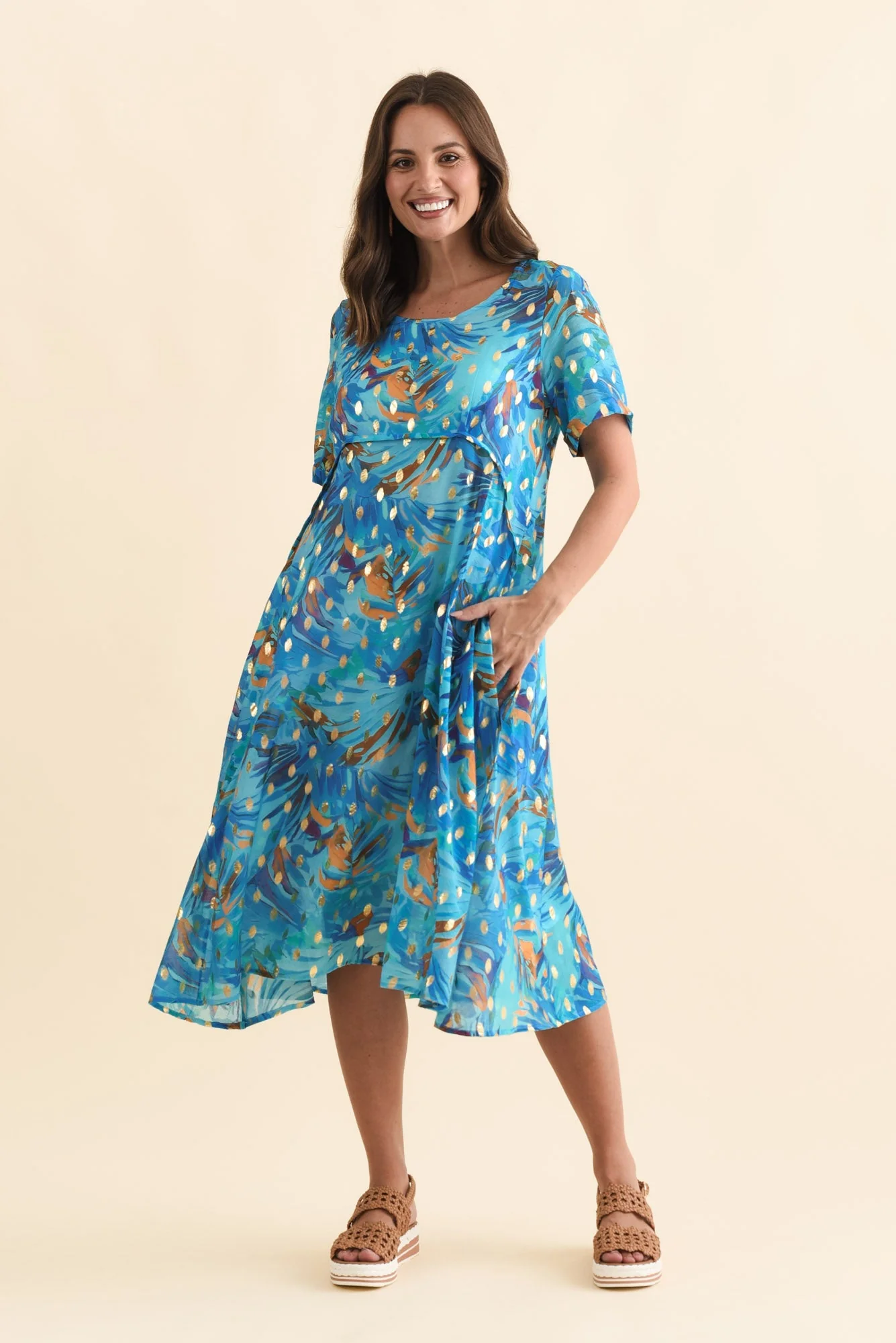 Darling Aqua Burst Foil Crescent Dress - Image 2