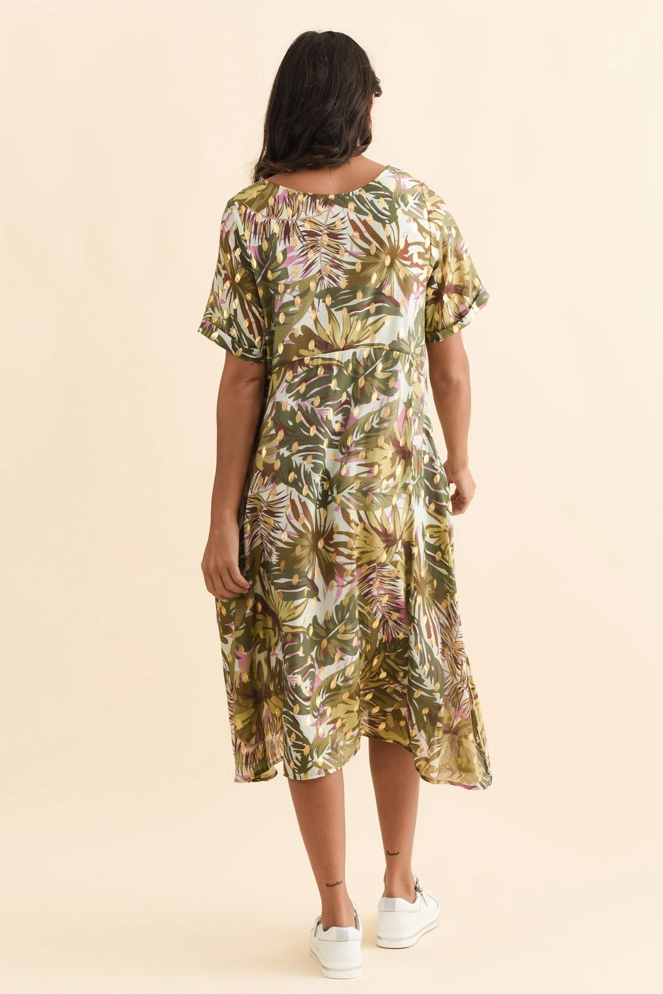 Darling Khaki Tropical Foil Crescent Dress - Image 5