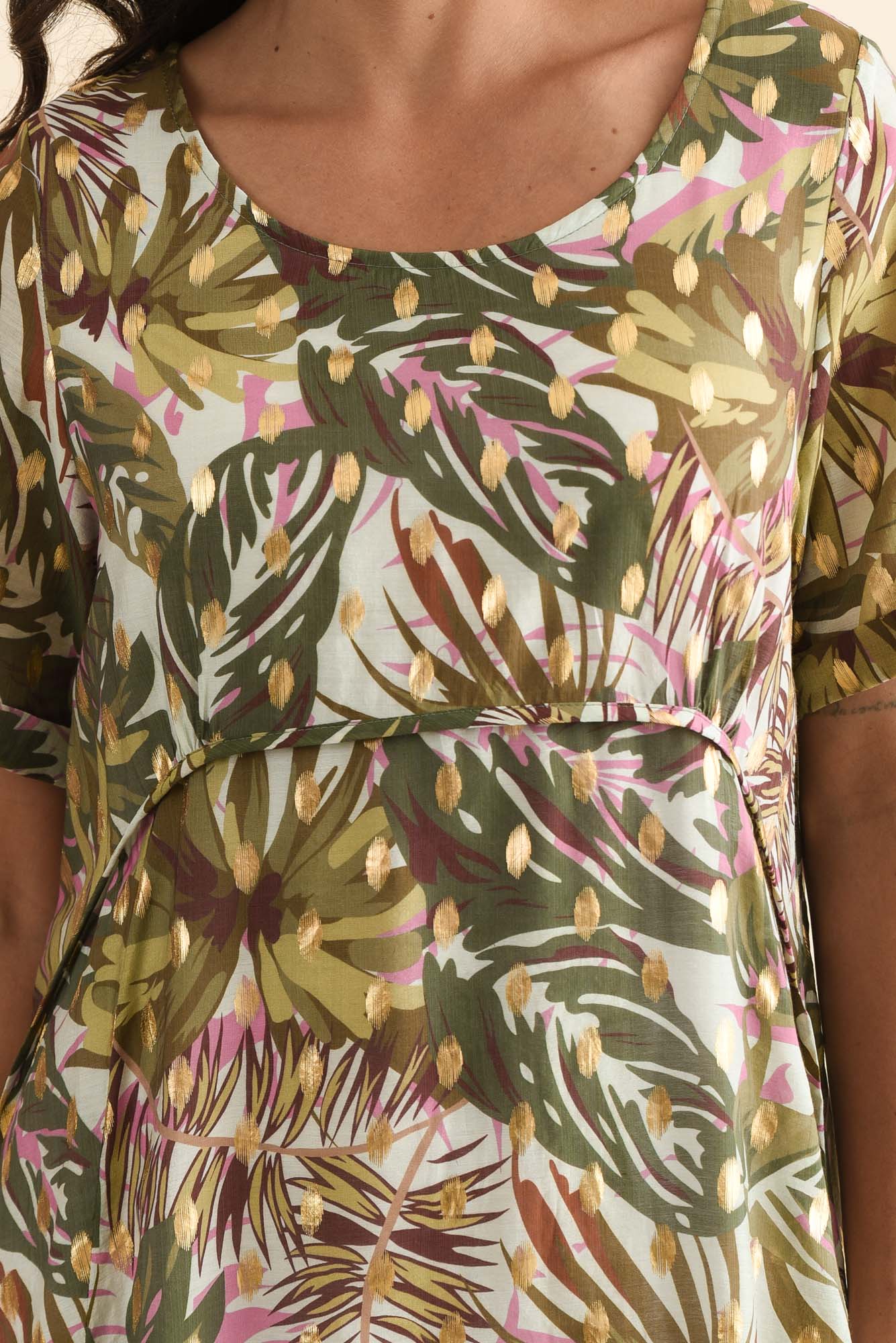Darling Khaki Tropical Foil Crescent Dress - Image 6
