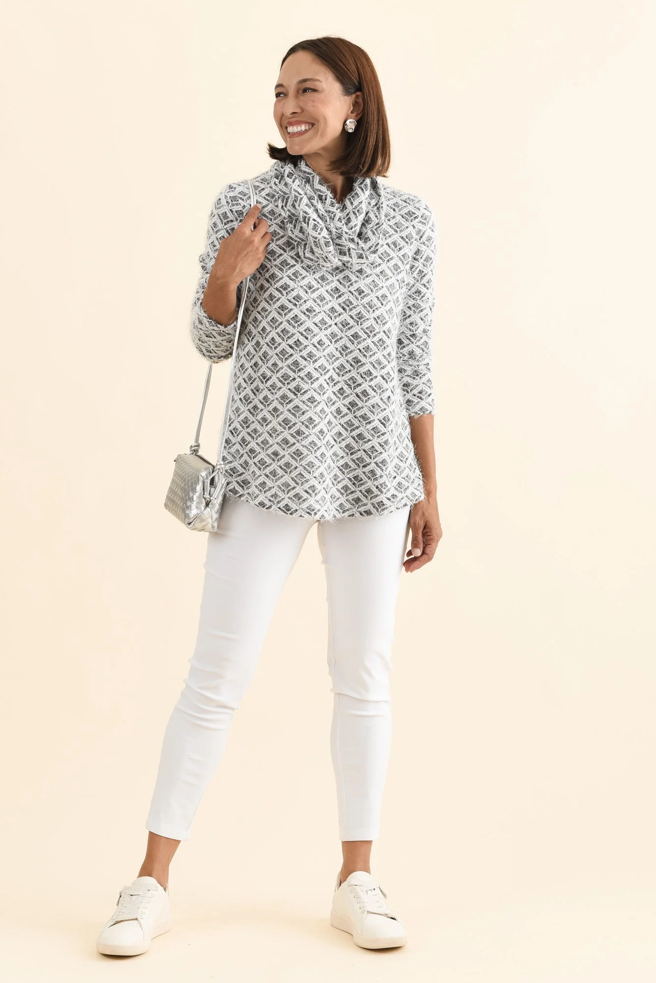 Darly Grey Geo Snood Jumper - Image 2