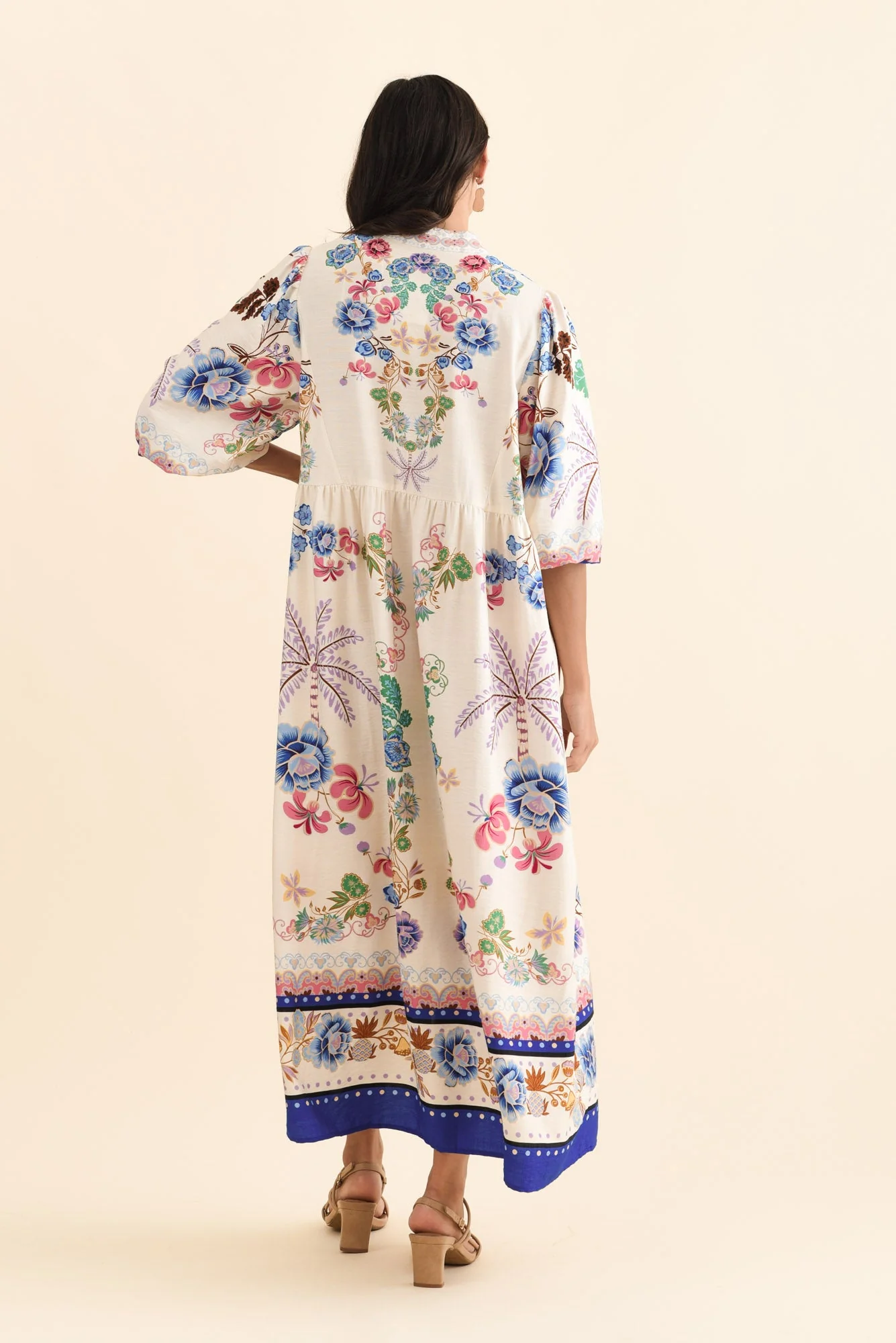 Darnell Blue Blossom Tie Dress - Image 4