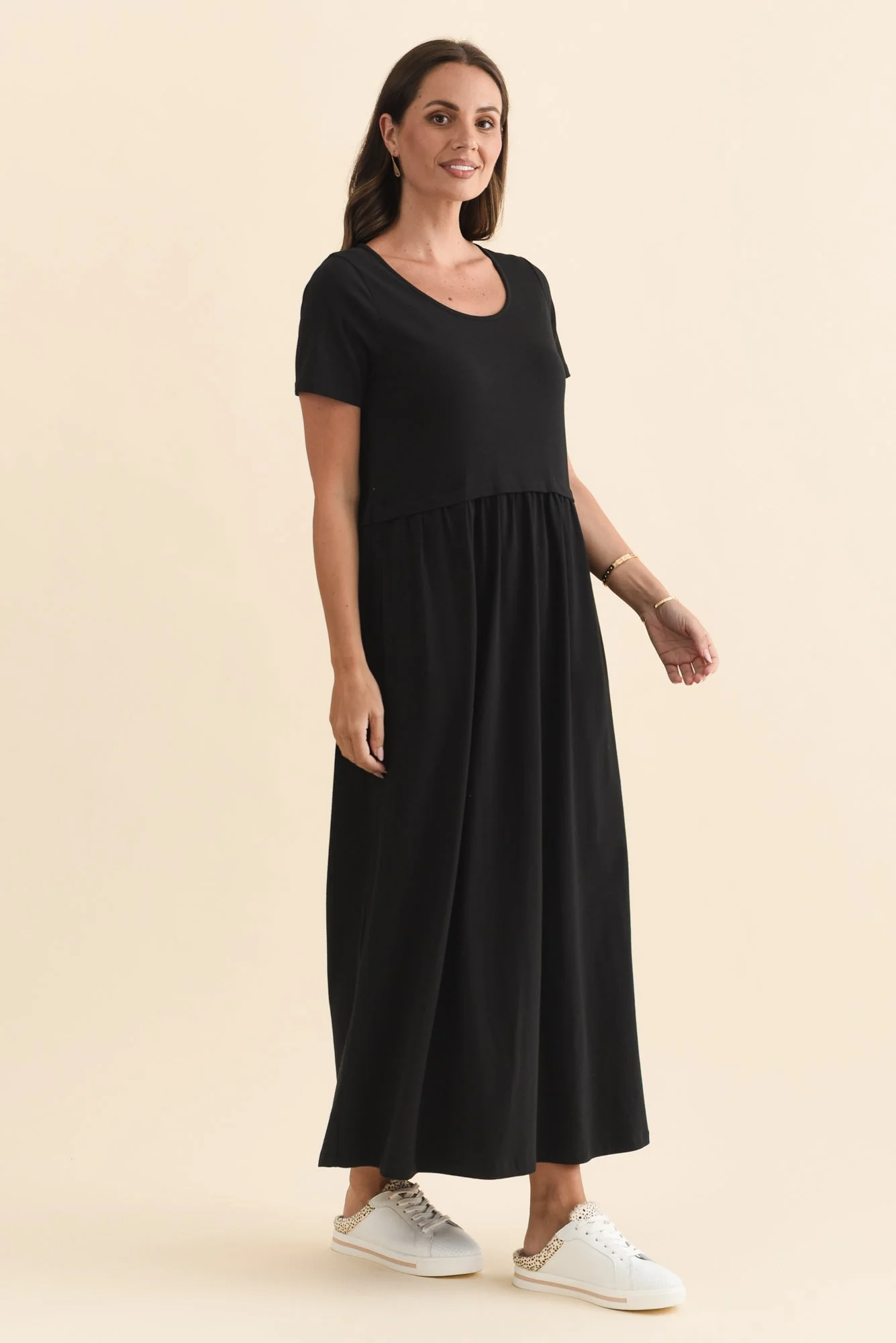 Deidra Black Cotton Pocket Dress - Image 3