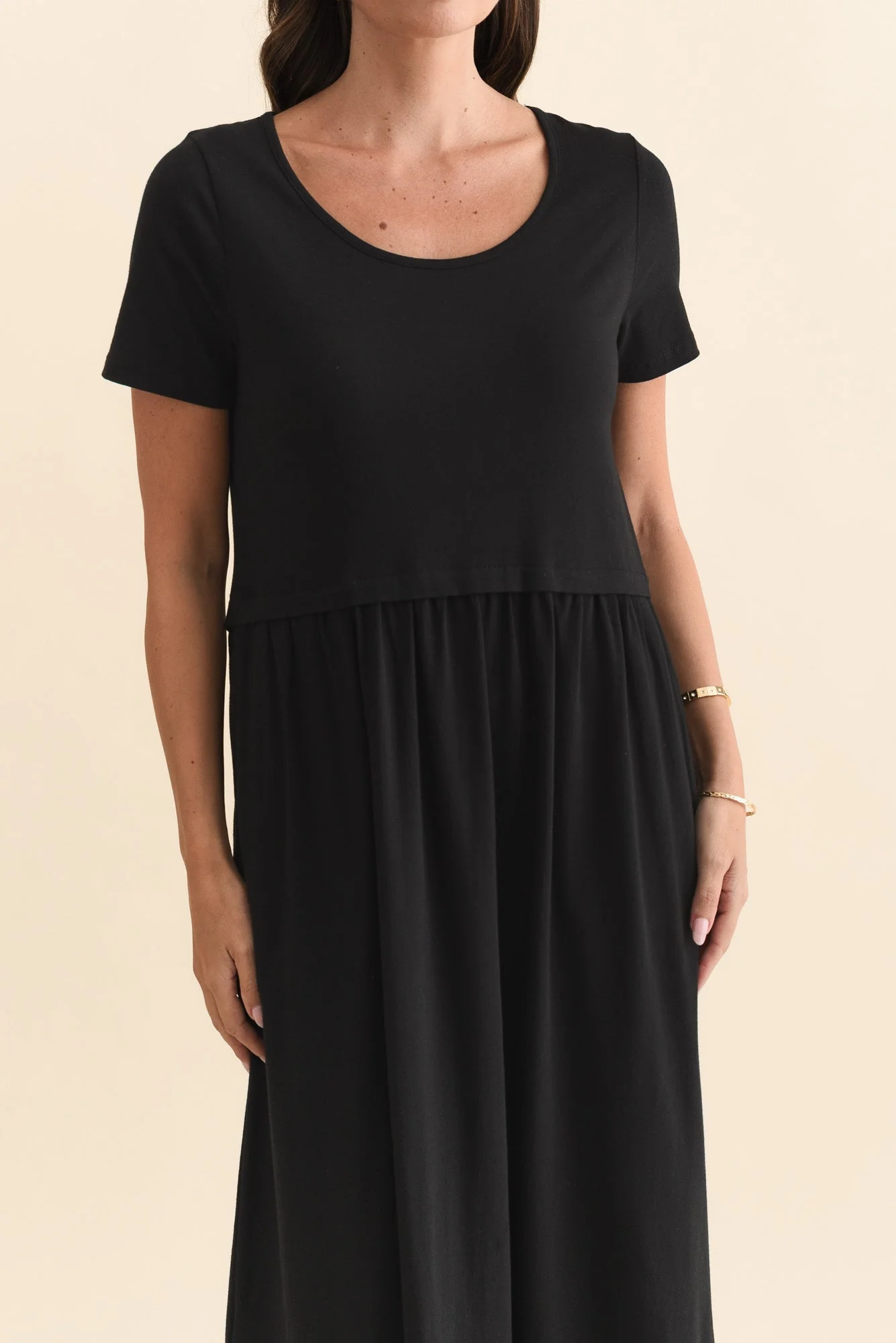Deidra Black Cotton Pocket Dress - Image 5
