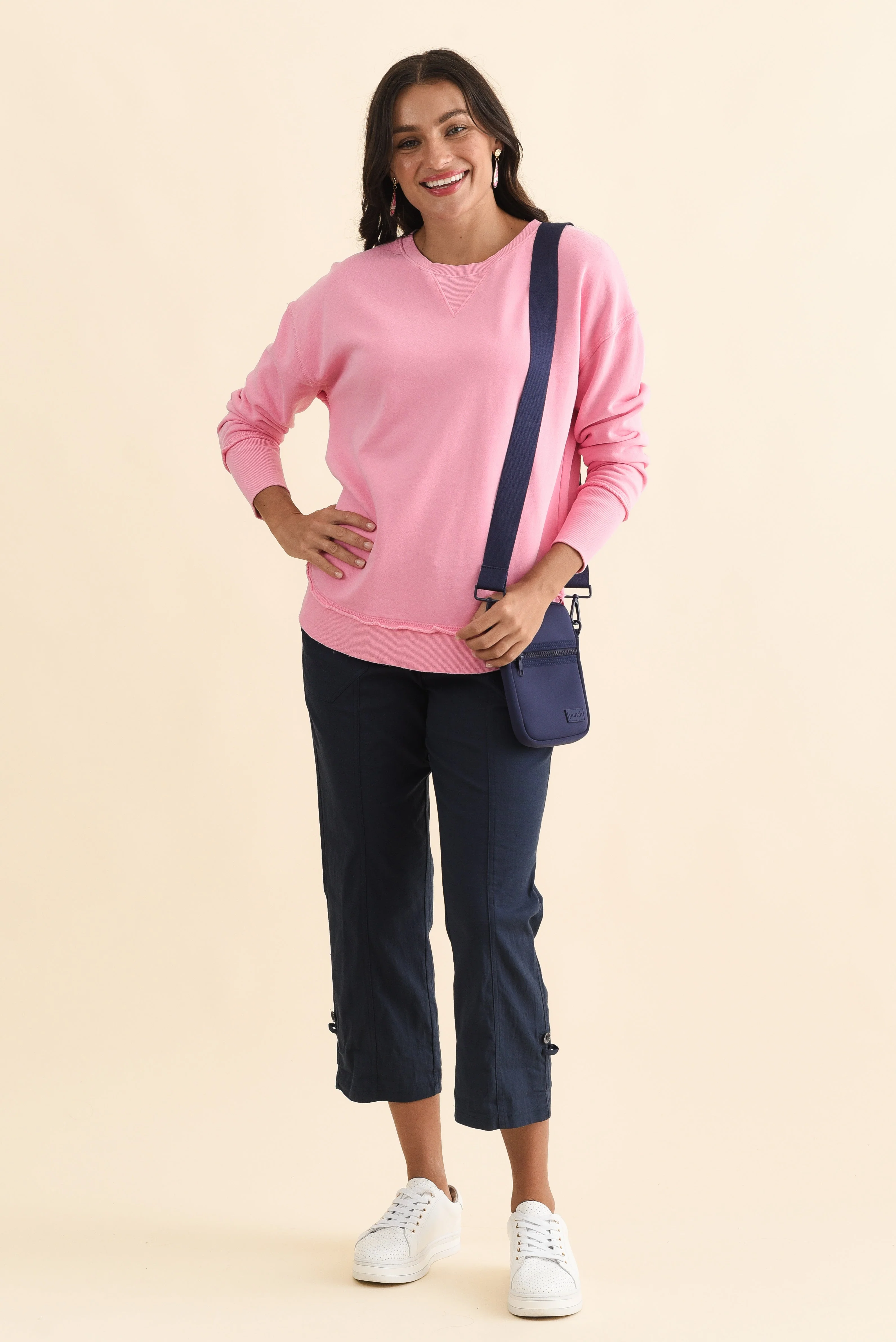 Delilah Candy Pink Cotton Crewneck Sweatshirt - Image 2