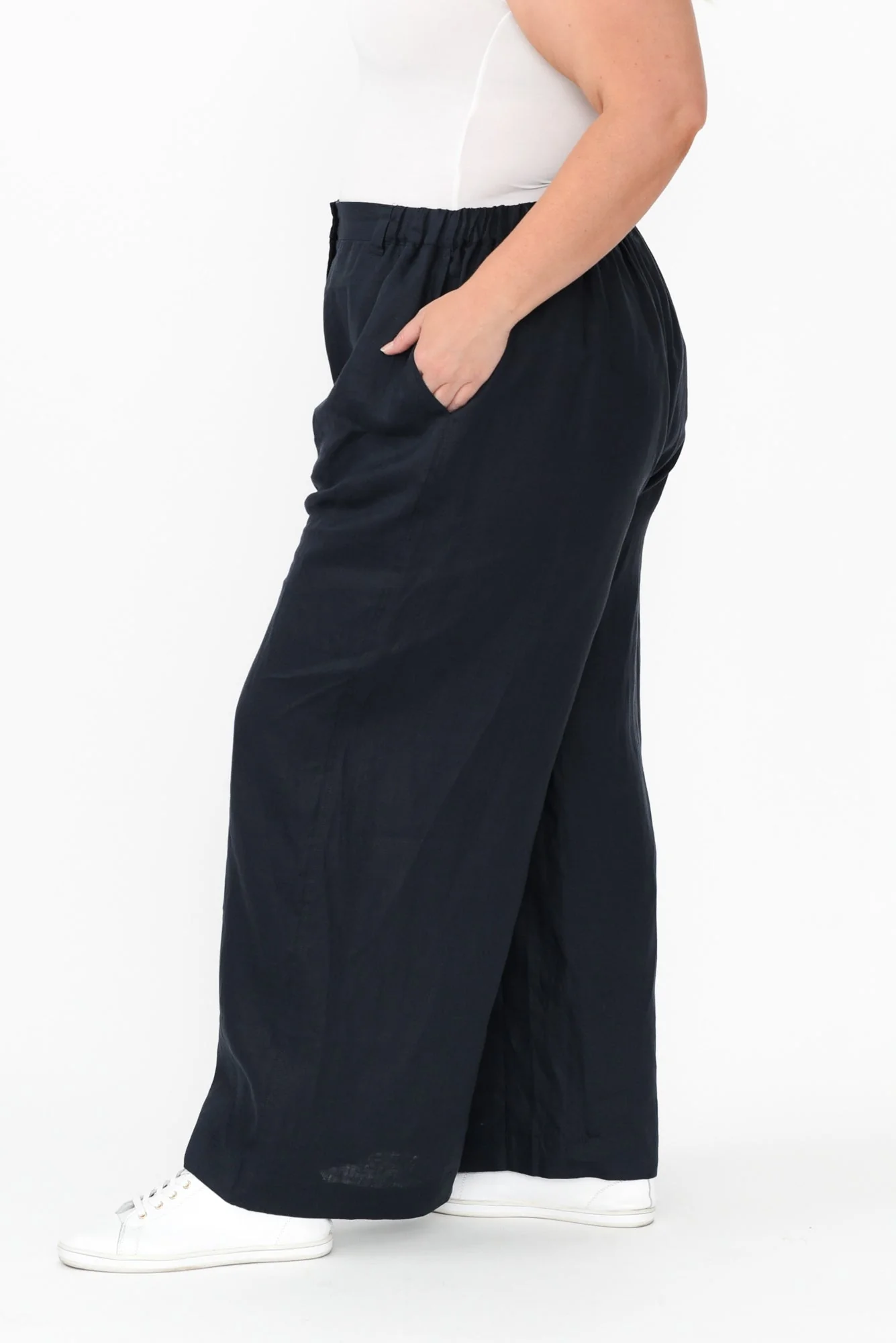 Delsey Navy Linen Wide Leg Pants - Image 8