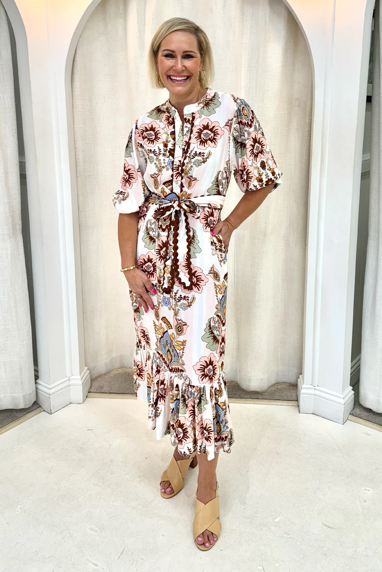 Delylah White Floral Tie Dress - Image 7