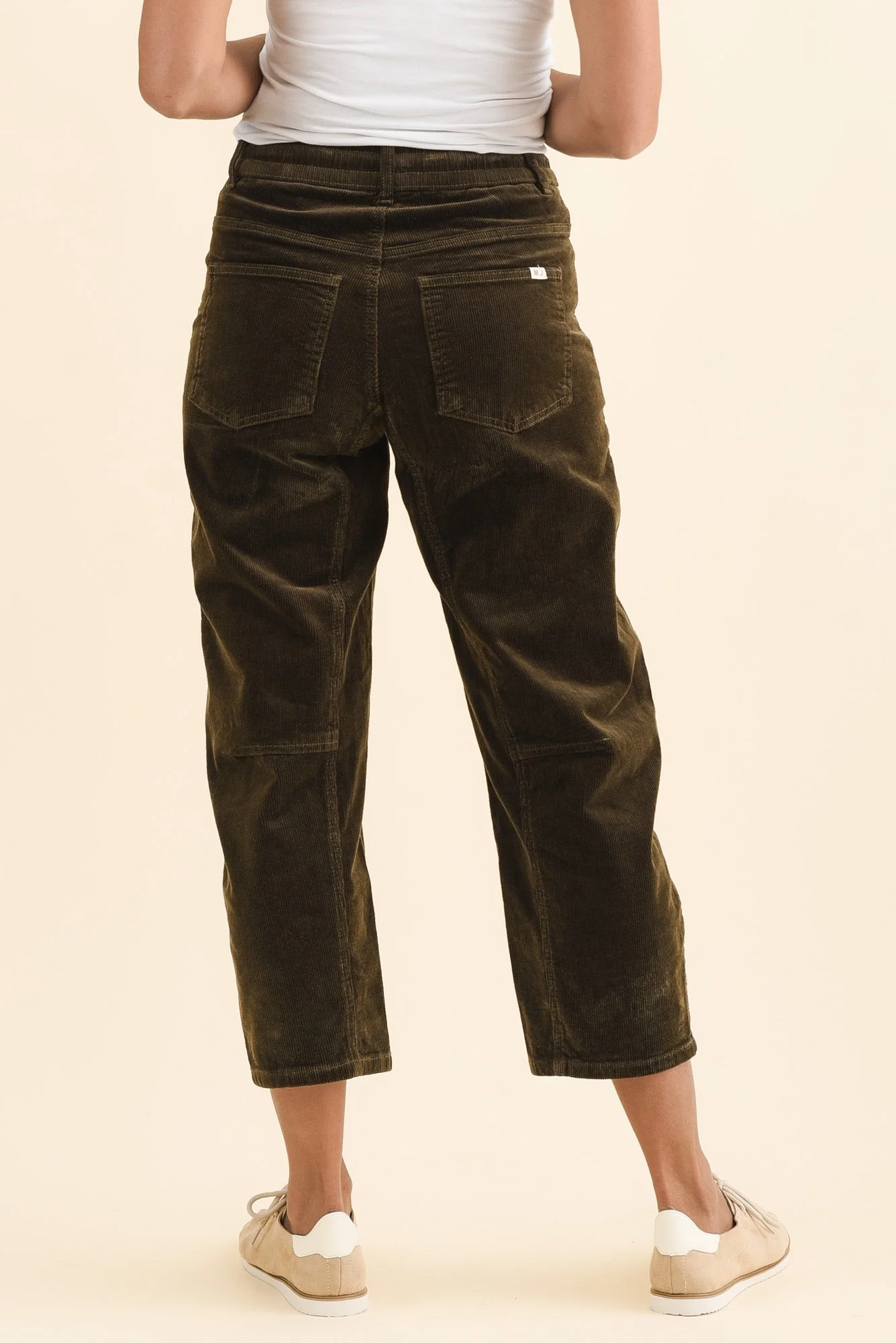 Denny Dark Green Corduroy Barrel Jeans - Image 4