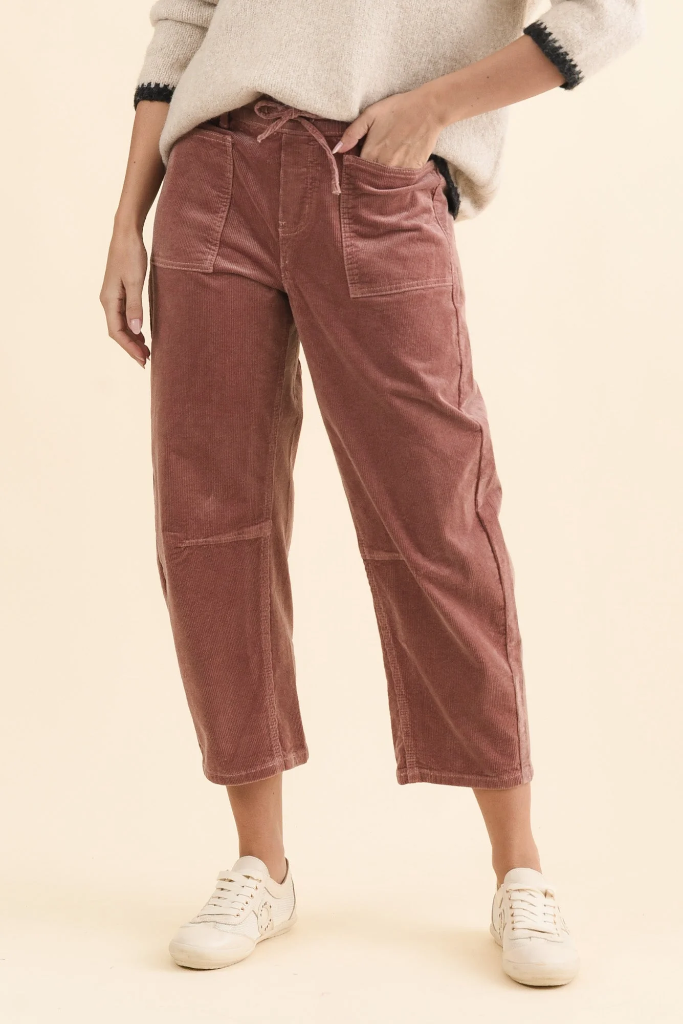 Denny Dusty Pink Corduroy Barrel Jeans