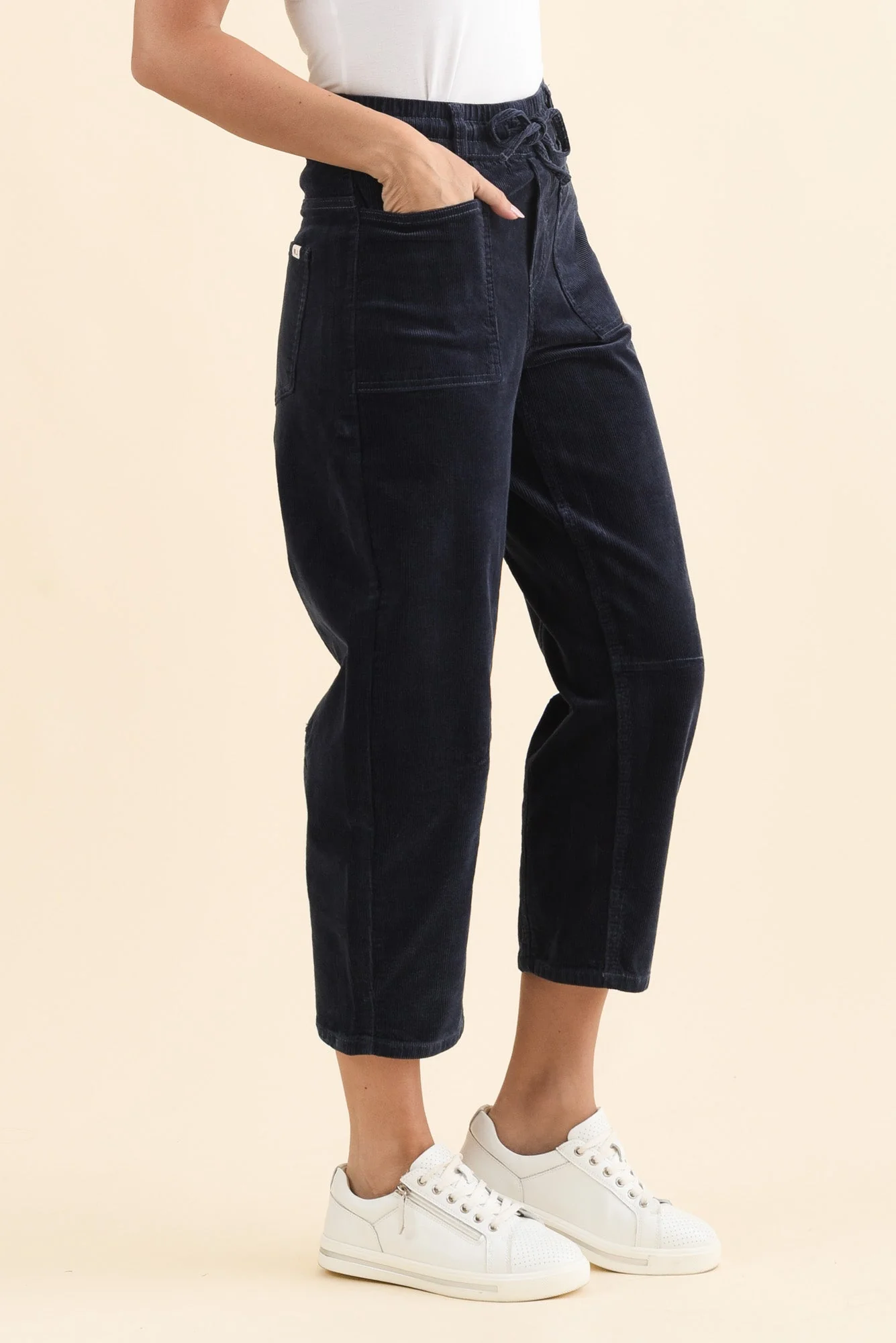Denny Navy Corduroy Barrel Jeans - Image 4