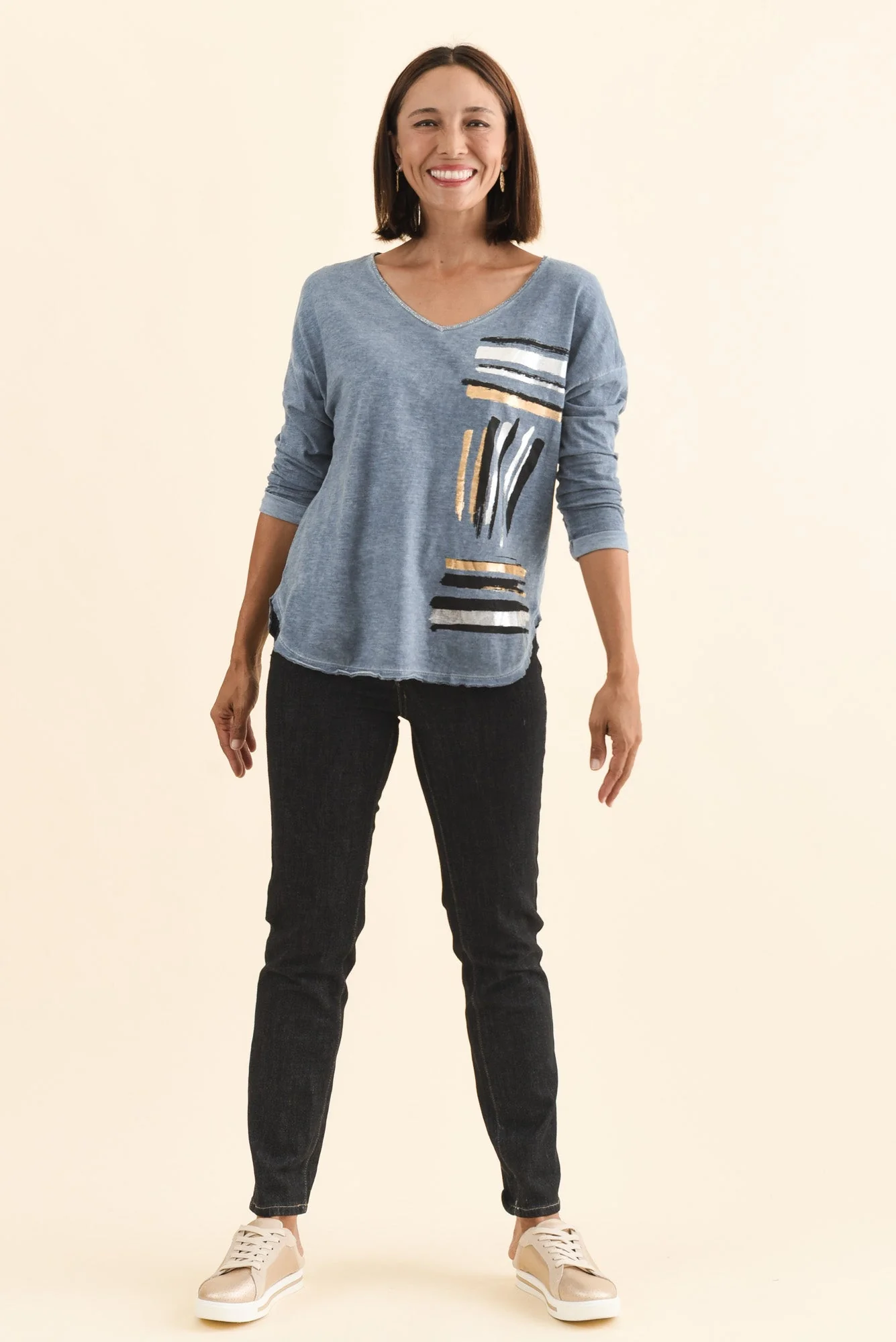 Devon Steel Brush Stroke Cotton Top - Image 6