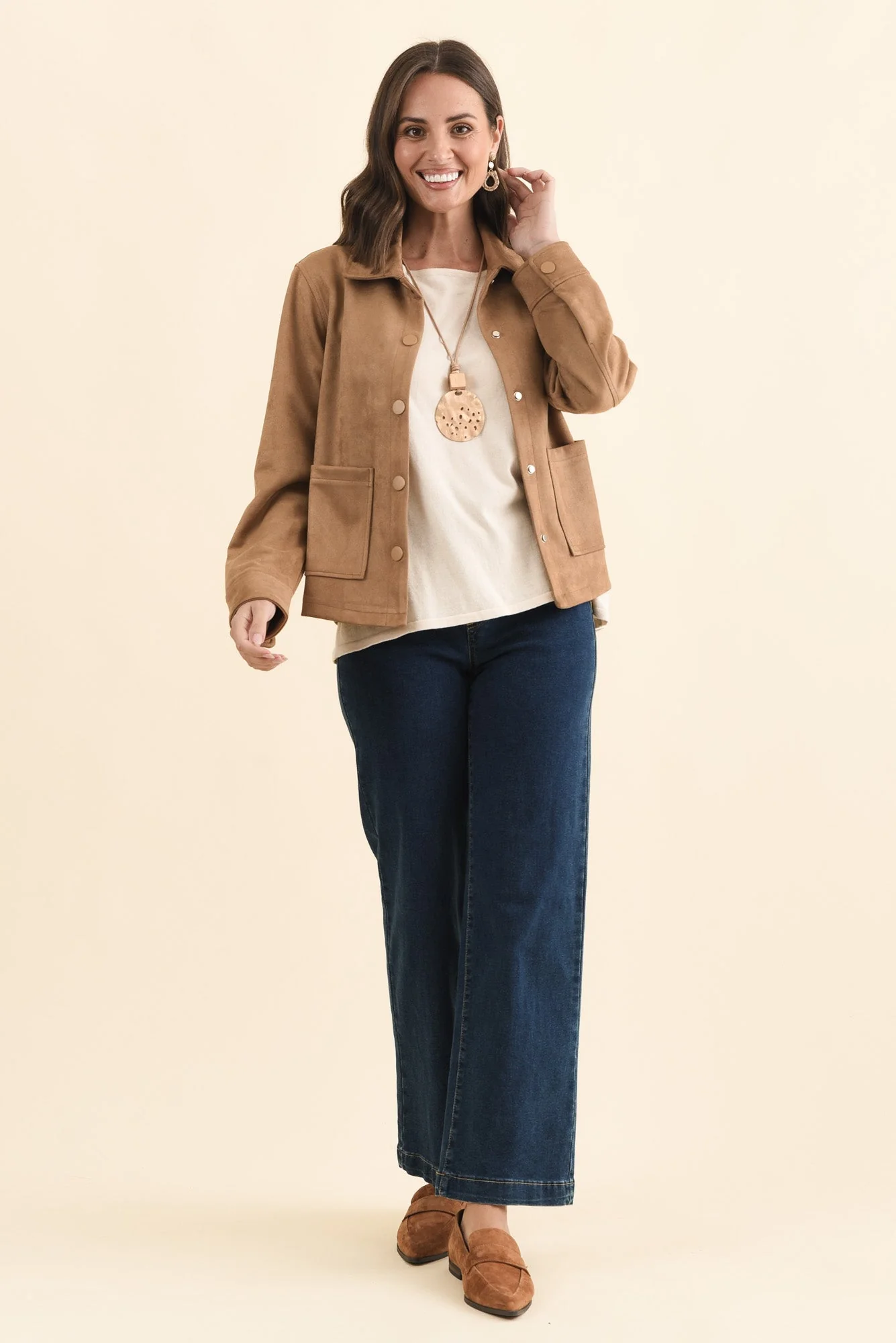 Dexter Tan Faux Suede Jacket - Image 3