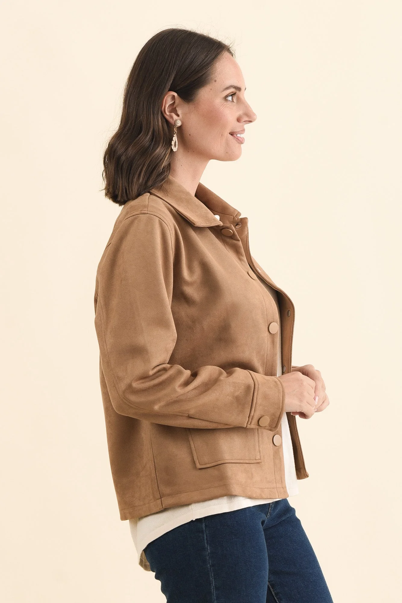Dexter Tan Faux Suede Jacket - Image 4