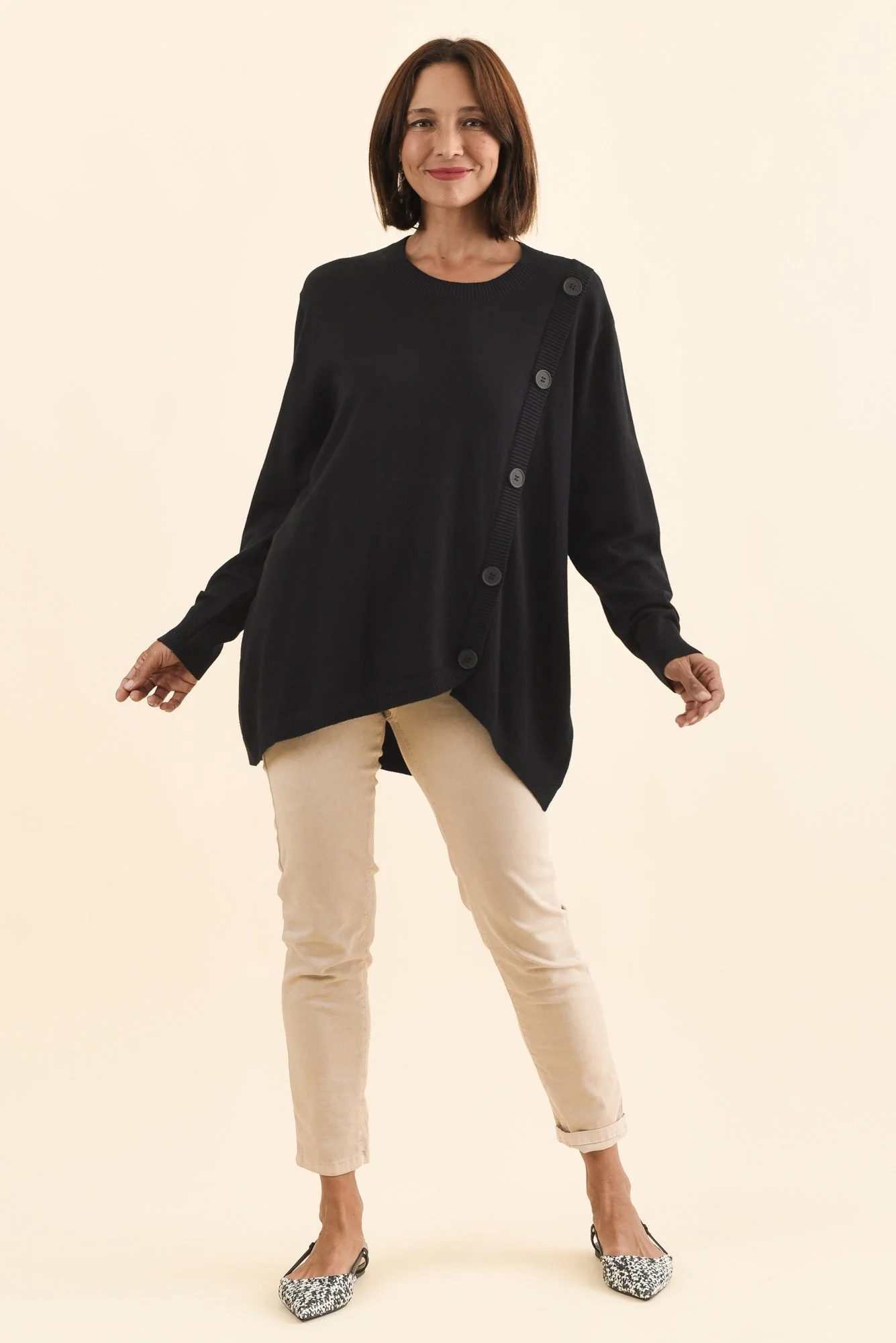 Dianne Black Button Knit Jumper - Image 2