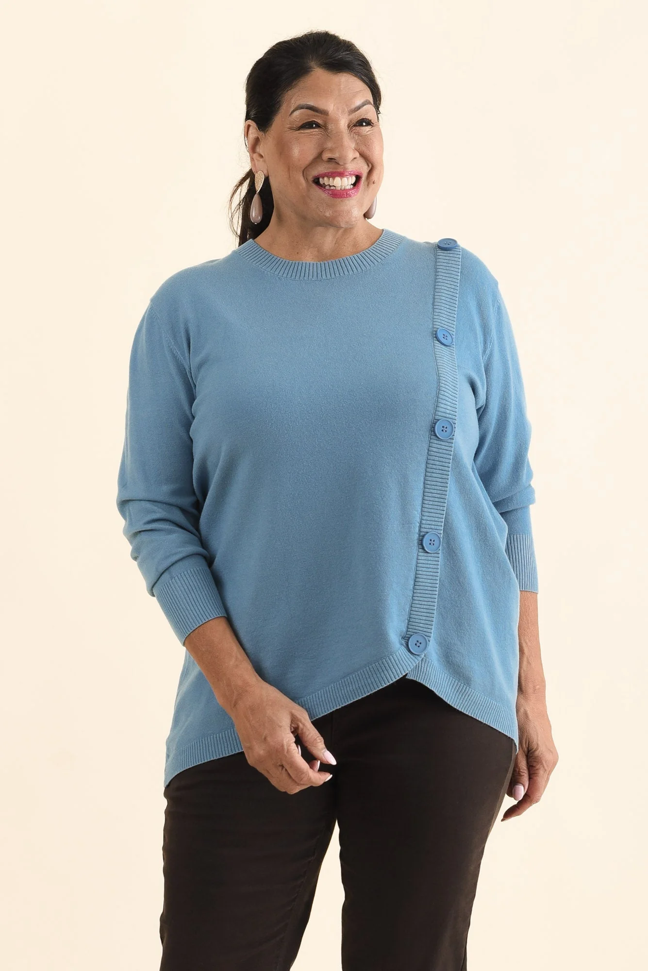 Dianne Blue Button Knit Jumper - Image 7
